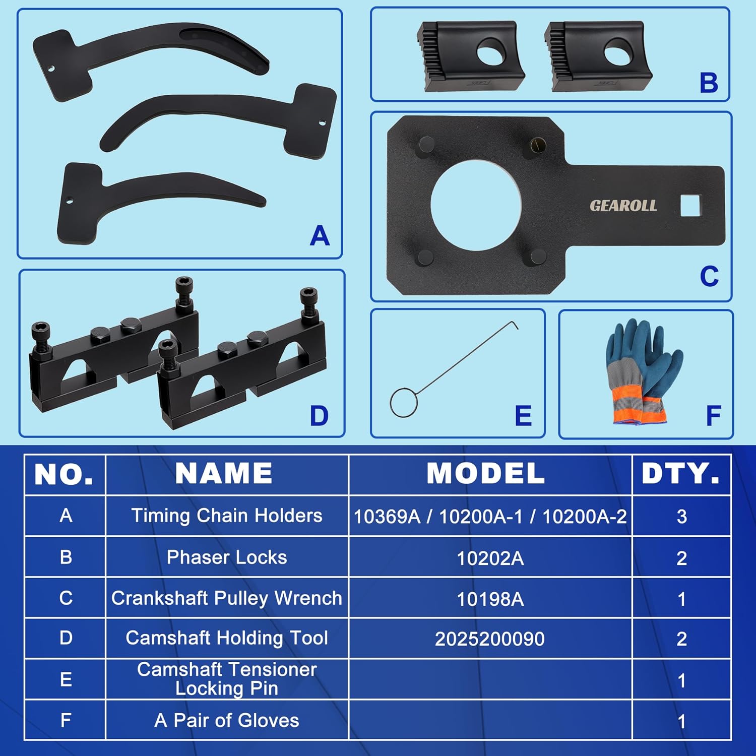 Camshaft Phaser Timing Chain Lock Tool Kit, Chrysler 3.6 Pentastar Engine Timing Tool Kit Compatible with VW Jeep Chrysler Dodge 3.6L Pentastar Engine Replace 10200A 10202 10369 10198A 2025200090