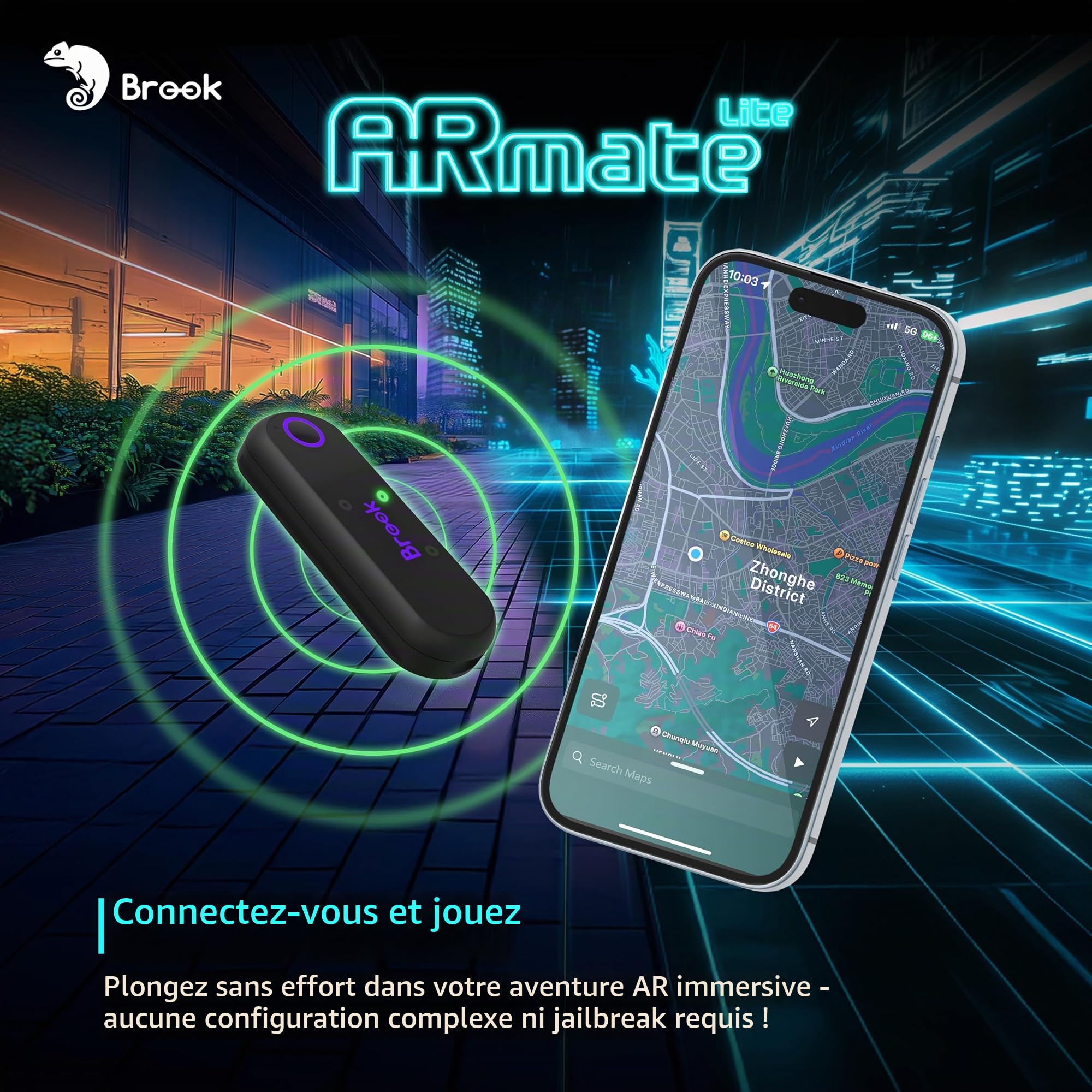 Brook AR Mate Lite Auto Catcher pour Pokémon GO, Mini Dispositif Bluetooth Auto Catch et Auto Spin, GPS Walker Smart Roaming pour Jeux AR, Accessoire Portable avec contrôle Via Application iOS