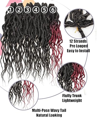 Miniatura 4 de Paquete combinado de 6 paquetes de 6 colores mixtos, pelo sintético de ganchillo Goddess para mujeres negras (5 paquetes 1B+ 1 paquete T1BBUG), 72