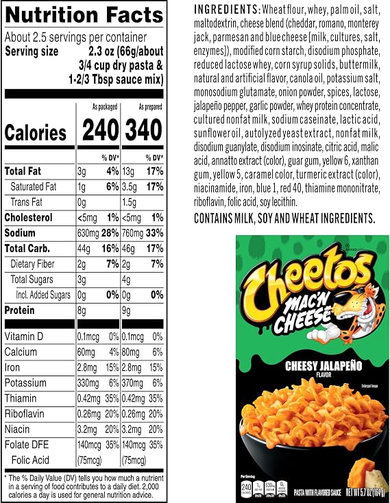 Cheetos Mac'n Cheese - Cheesy Jalapeno Flavor (5.7 oz Box)