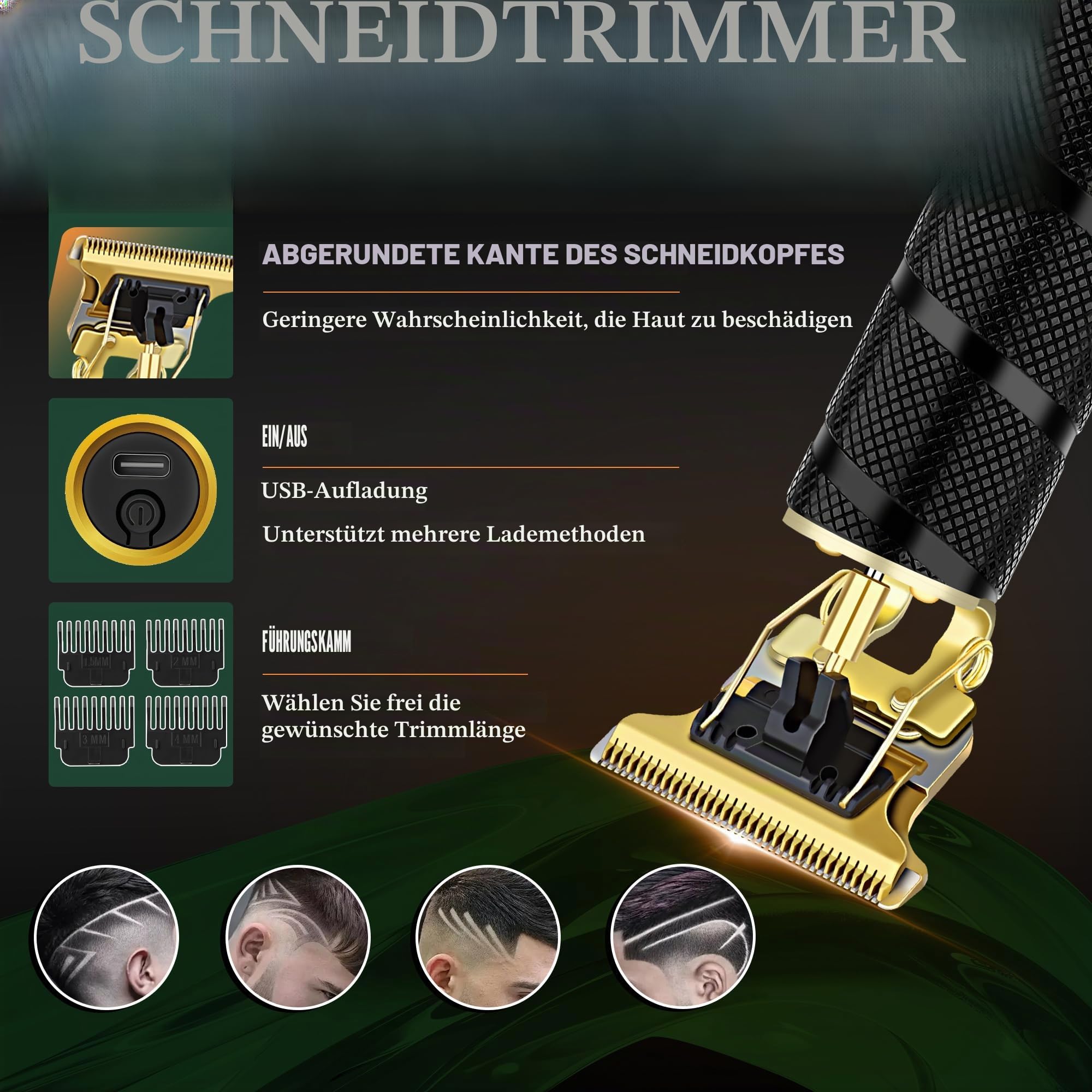 Haarschneidemaschine für Männer Professionell, Bartschneider Kits & Sets, Elektrorasierer, Haarschneidemaschine & Trimmer Keramik T-Klinge, für Barbier, Weihnachtsgeschenke für Männer (Schwarz)
