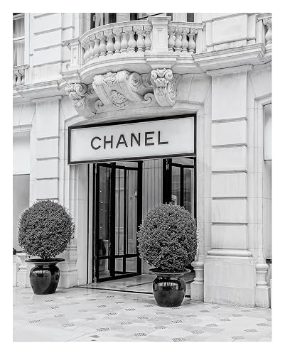Luxury Black & White Photo 16x20 Unframed Poster - Paris Boutique Facade - For Fashion Enthusiasts & Luxury Shoppers, Dorm Decor, Iconic Brand Store, Classy Aesthetic, Wall Art for Boutique Interior