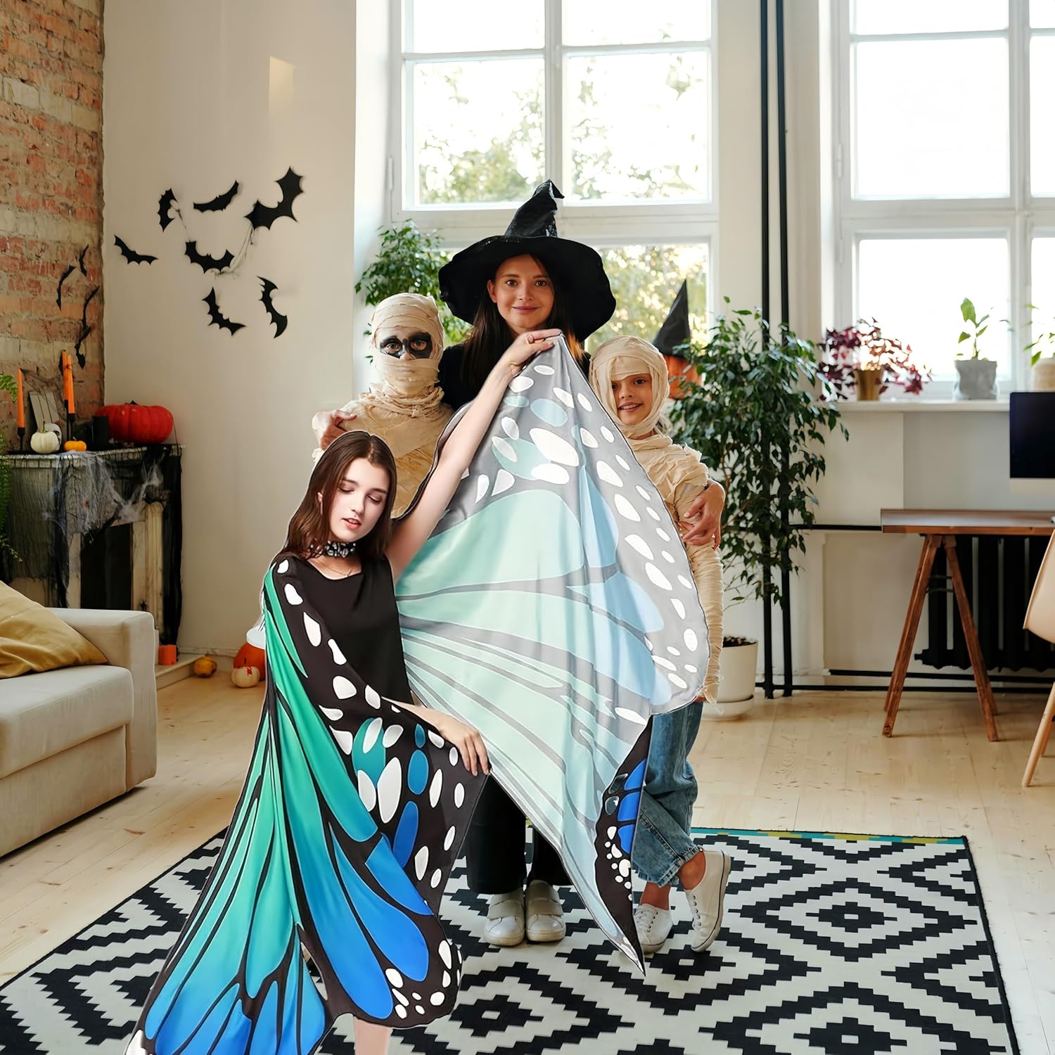 Halloween Costumes Women Adult Butterfly Costume Wings Cape with Lace Mask and butterfly Headband - Image 6