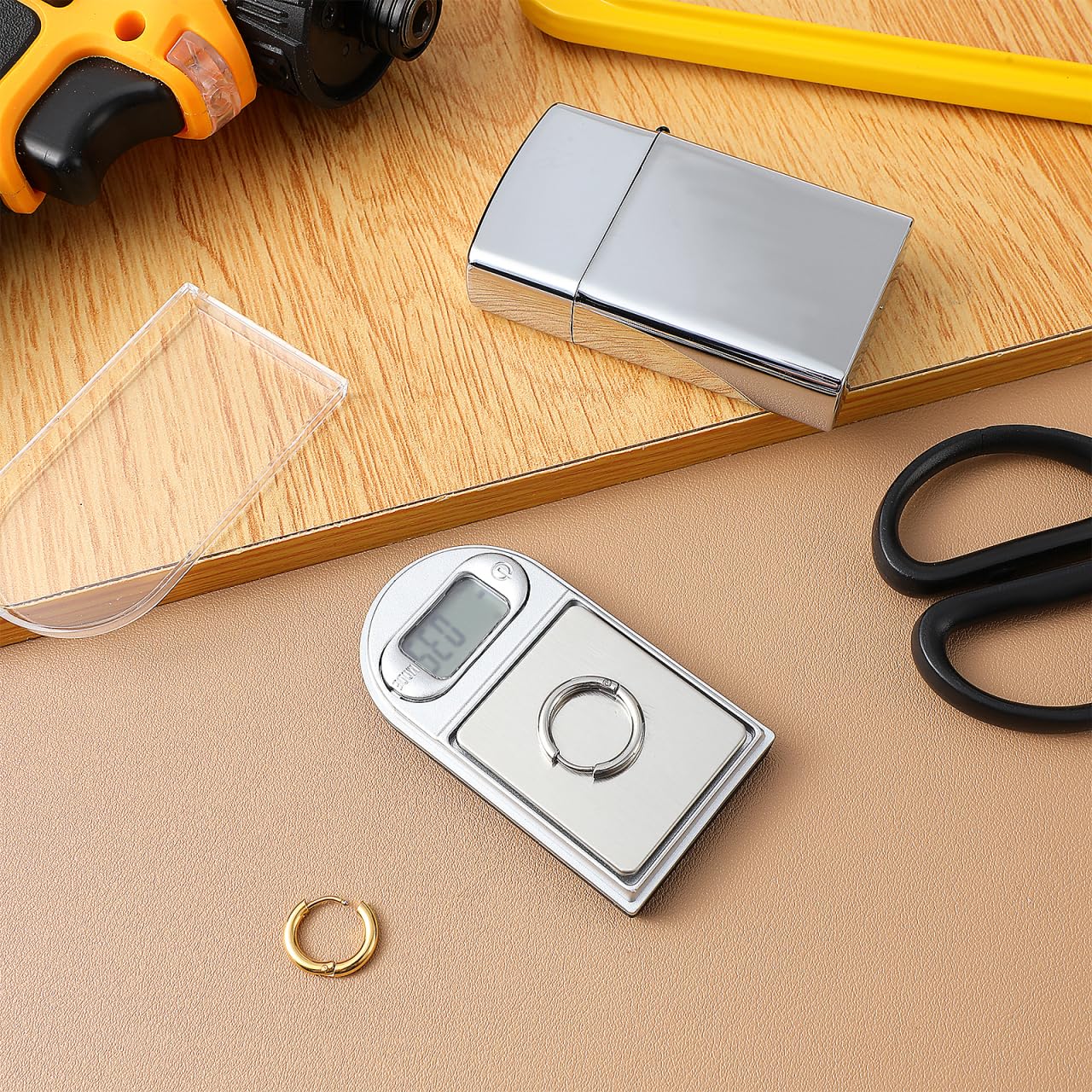 PRETYZOOM Mini Digital Jewelry Scale Lighter Shape Electronic Scale 200 Gram 0.01G Precision Portable Pocket with LCD Display Battery Powered for Jewelry Medicine Coins