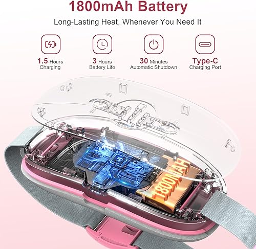 Miniatura 6 de Almohadilla térmica inalámbrica portátil, almohadillas térmicas con 3 niveles de calor y 3 modos de masaje, almohadilla térmica de calentamiento