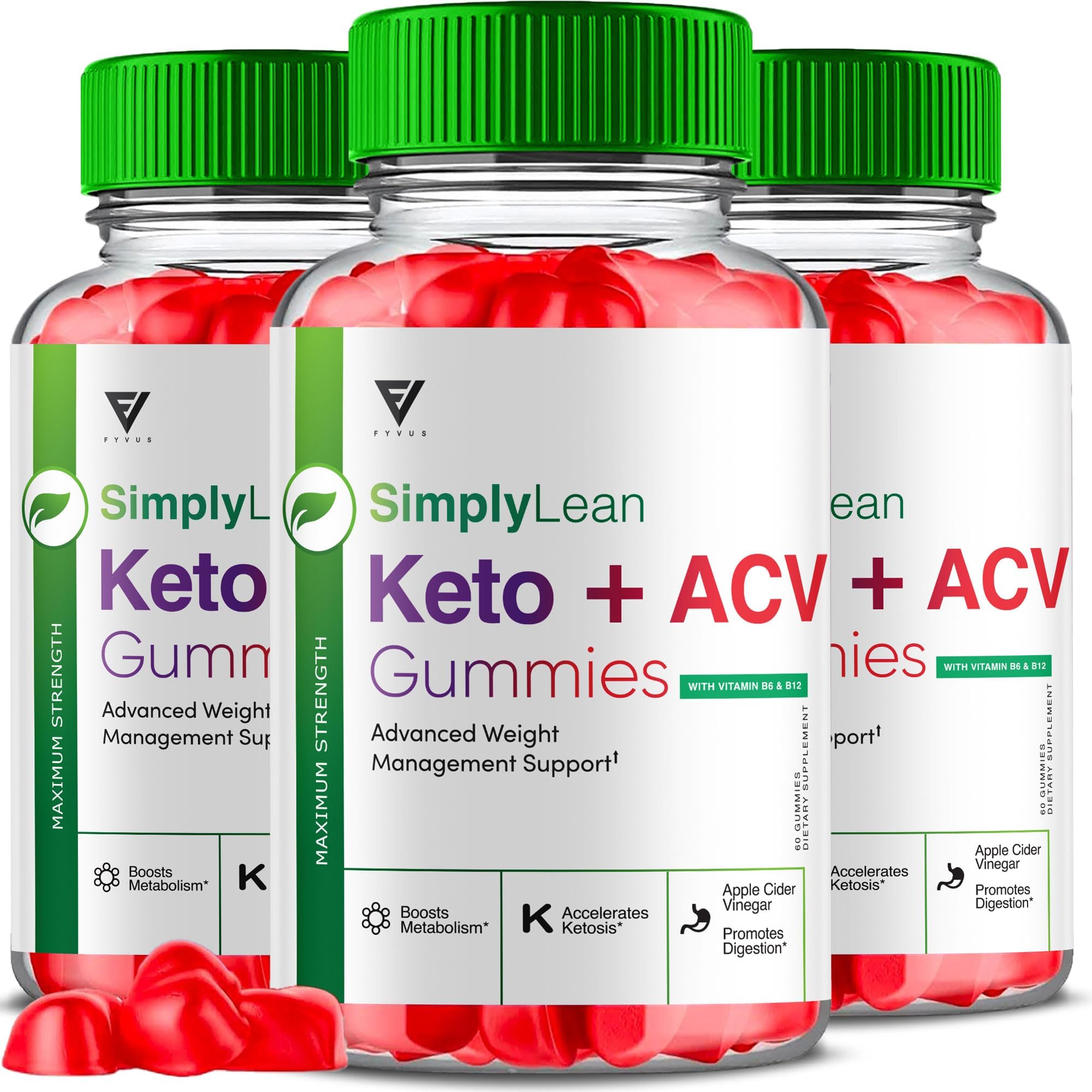(3 Pack) Simply Lean Keto ACV Gummies, SimplyLean Apple Cider Vinegar Healthy Lifestyle Support Supplement, Simply Lean Advanced Strength Health and Wellness Multivitamin Formula (180 Gummies)
