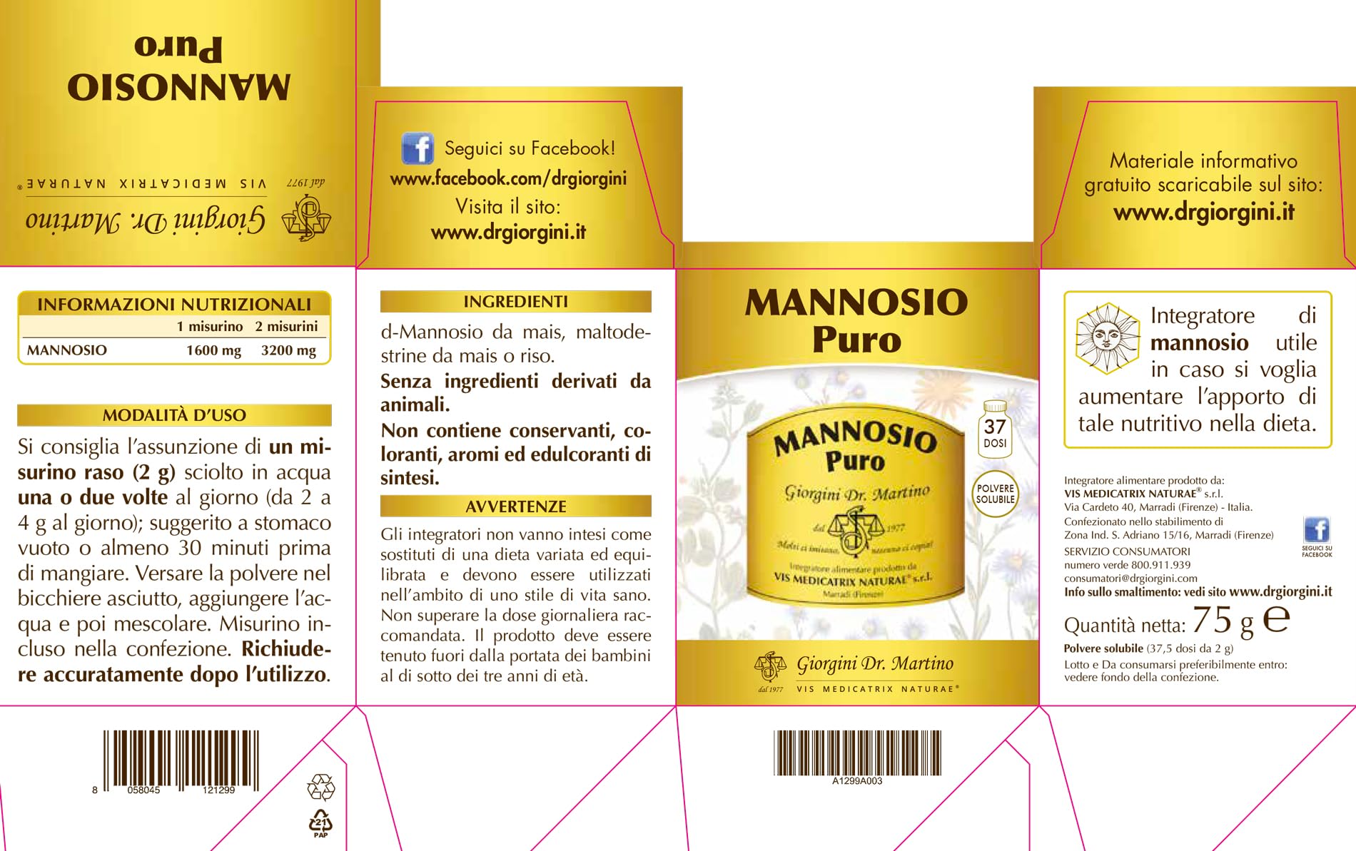 MANNOSIO Puro 75 g polvo - Dr. Giorgini