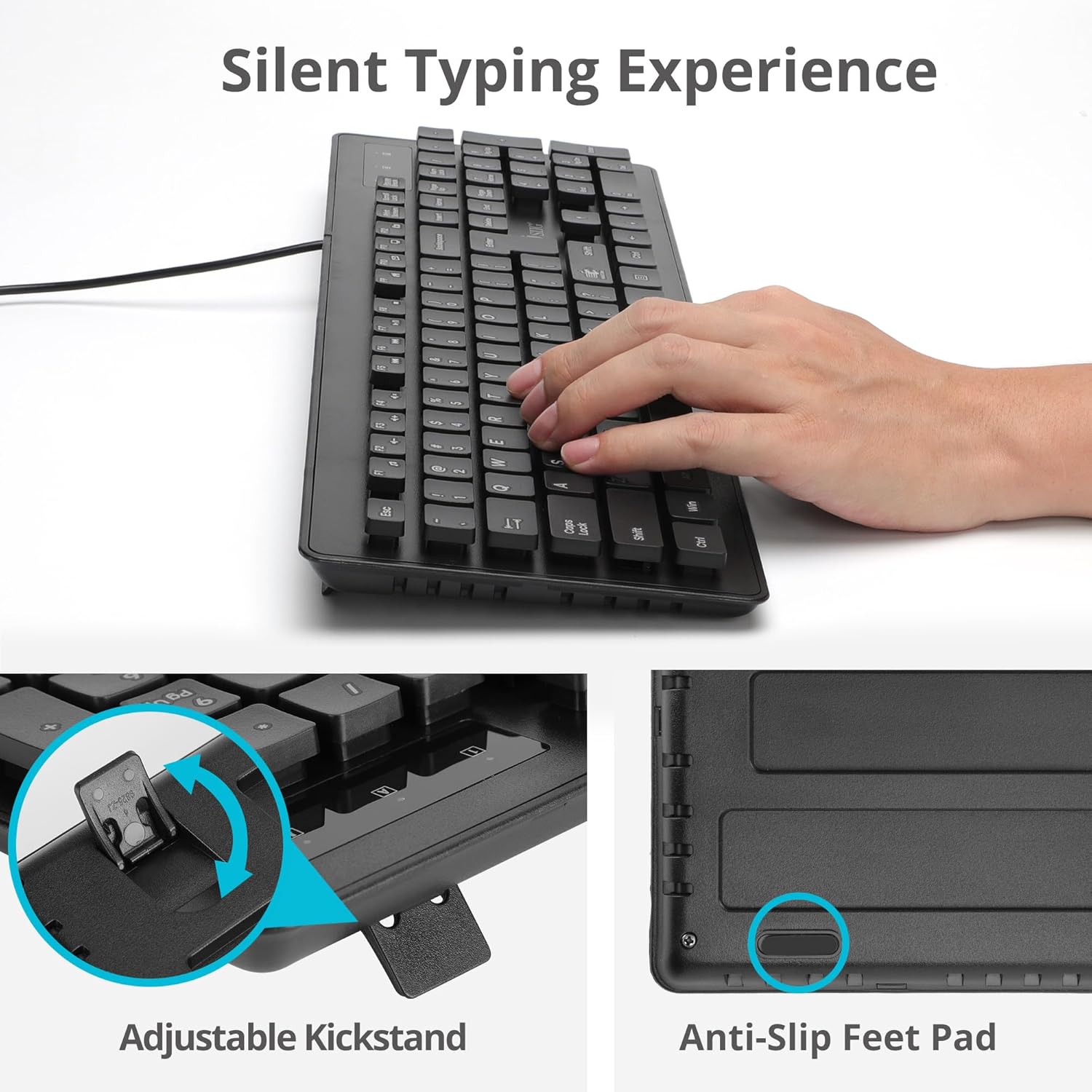 SIIG Wired Computer Washable Keyboard with 104-Keys, EN60601-1 & IP68 Compliant, Silicone Silent & Quiet, Industrial & Medical Grade (JK-US0U11-S1)