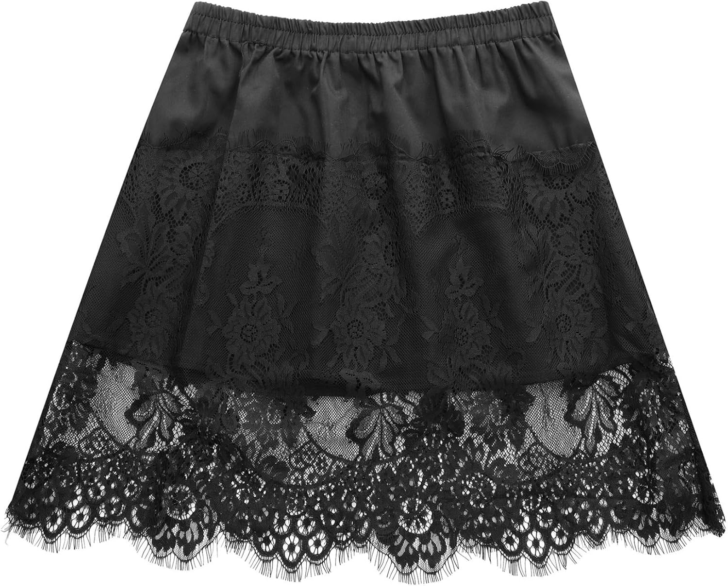 Zaldita Women Short Underskirt Half Skirt Petticoat Lace Trim Half Slips Underskirt for Under