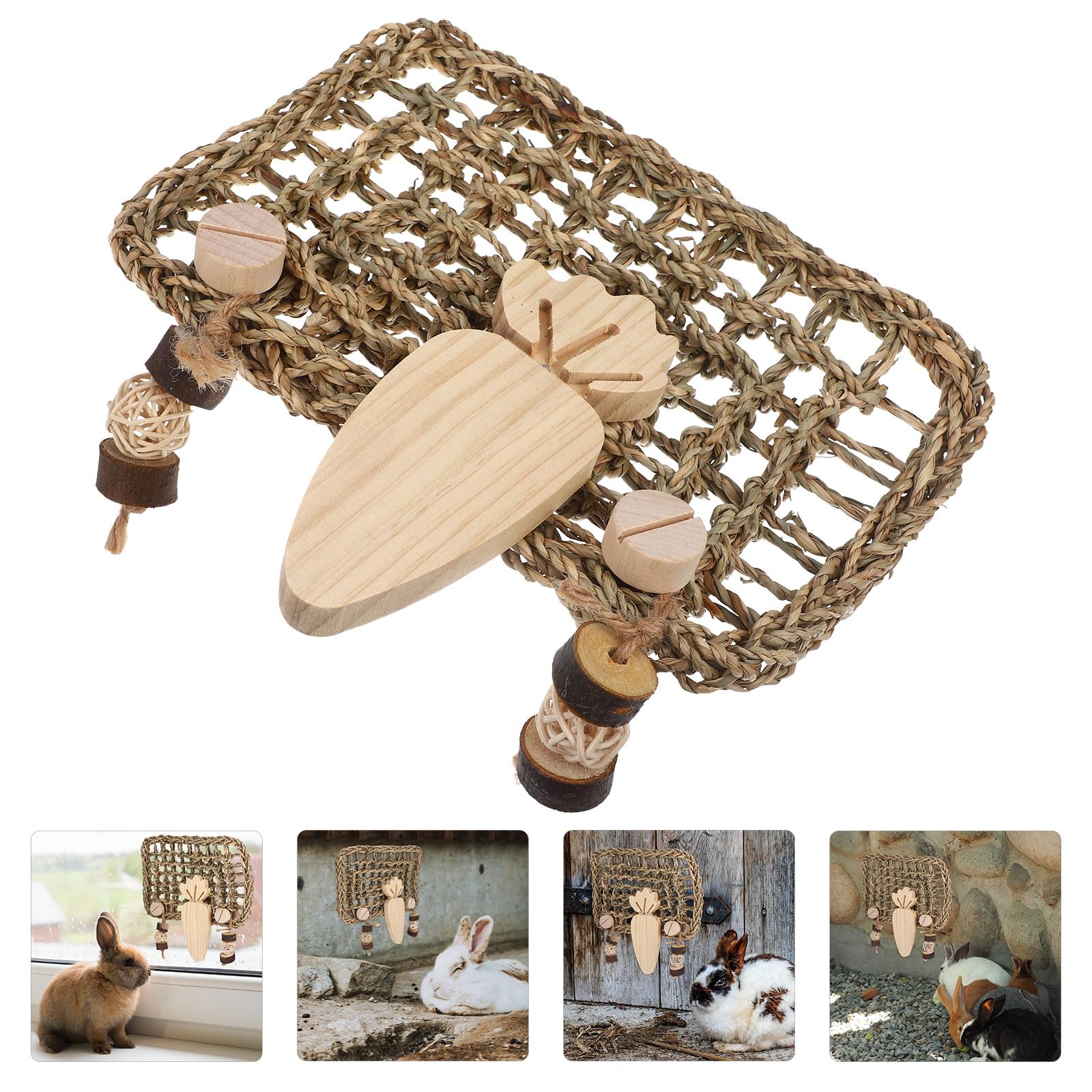 Tapis en Paille Tressée Fait Main pour Lapins et Cochons d'Inde, Robuste et Confortable, Accessoire pour Fond de Cage et Jouet à Mâcher Naturel