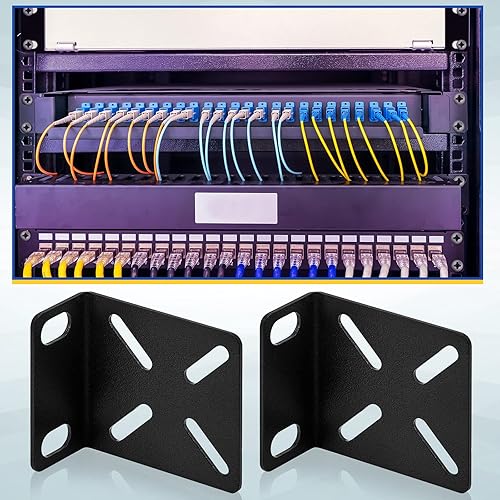 Miniatura 6 de Pelopy Kit de montaje en rack compatible con interruptores de 17.3 pulgadas de ancho, soportes de montaje universales ajustables compatibles con