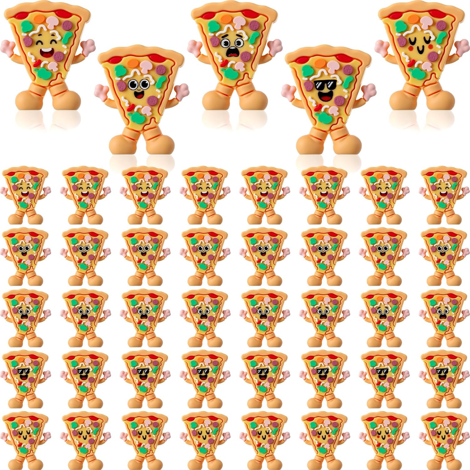 Threehoney 50 Pcs Mini Pizza Figures Small Pizza Party Favors