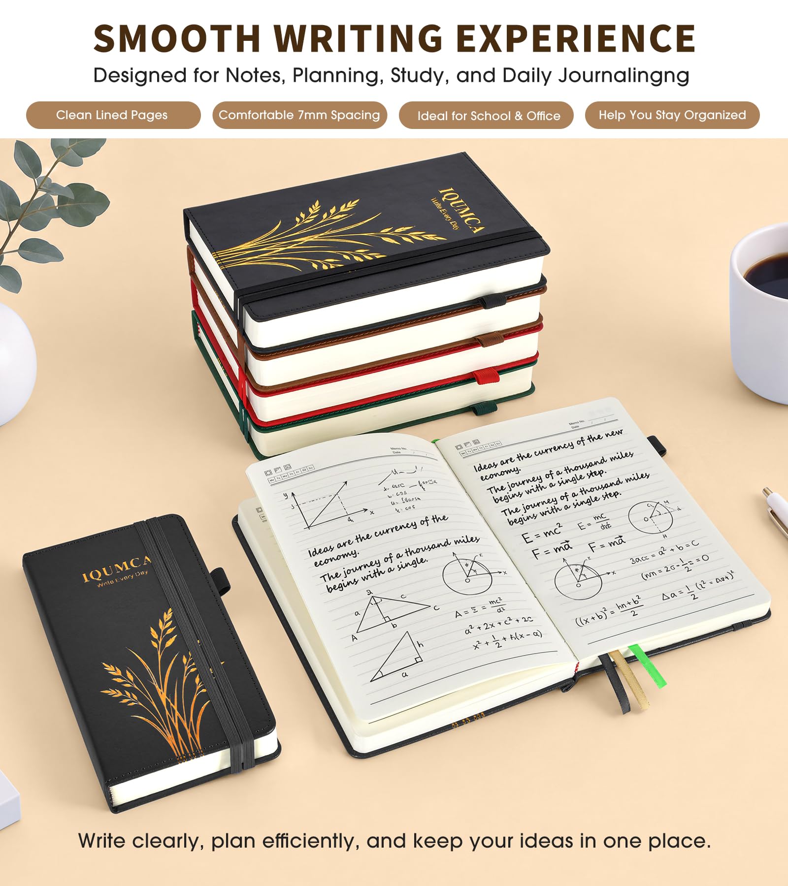 Taccuino a righe con 366 pagine 21,6 x 27,9 cm, formato A4