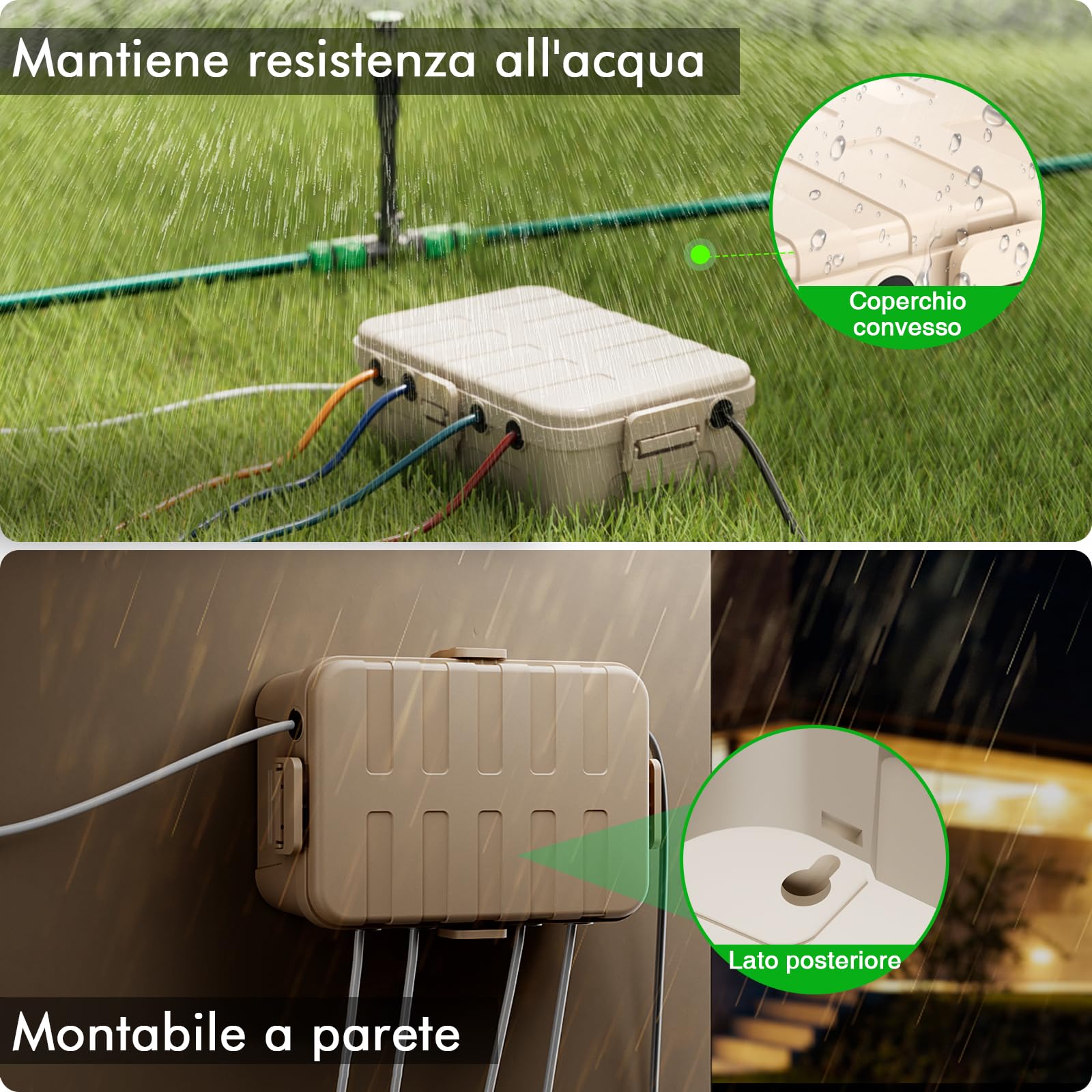 RESTMO Scatola di Protezione Impermeabile Extra-Large IP54 (32x22x13 cm) – Scatola per Cavi Esterna, Ideale per Proteggere Prese, Timer, Cavi di Alimentazione e Luci Decorative, Colore Mandel