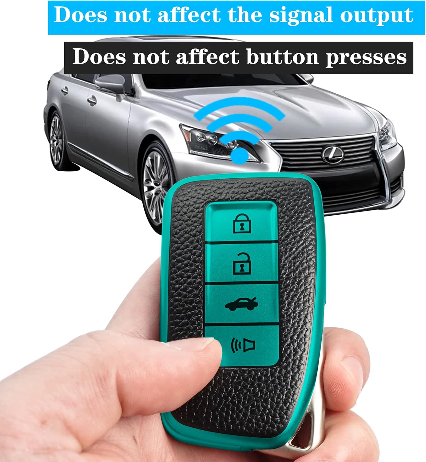 Texture Key fob Cover with Keychain Compatible with Lexus,Soft TPU Key case/Skin,4-Buttons fit ES is GS NX RX RC GX LX 570 200 250 300 350 h F Sport Remote Key Vehicle Accessories,Green - Image 6