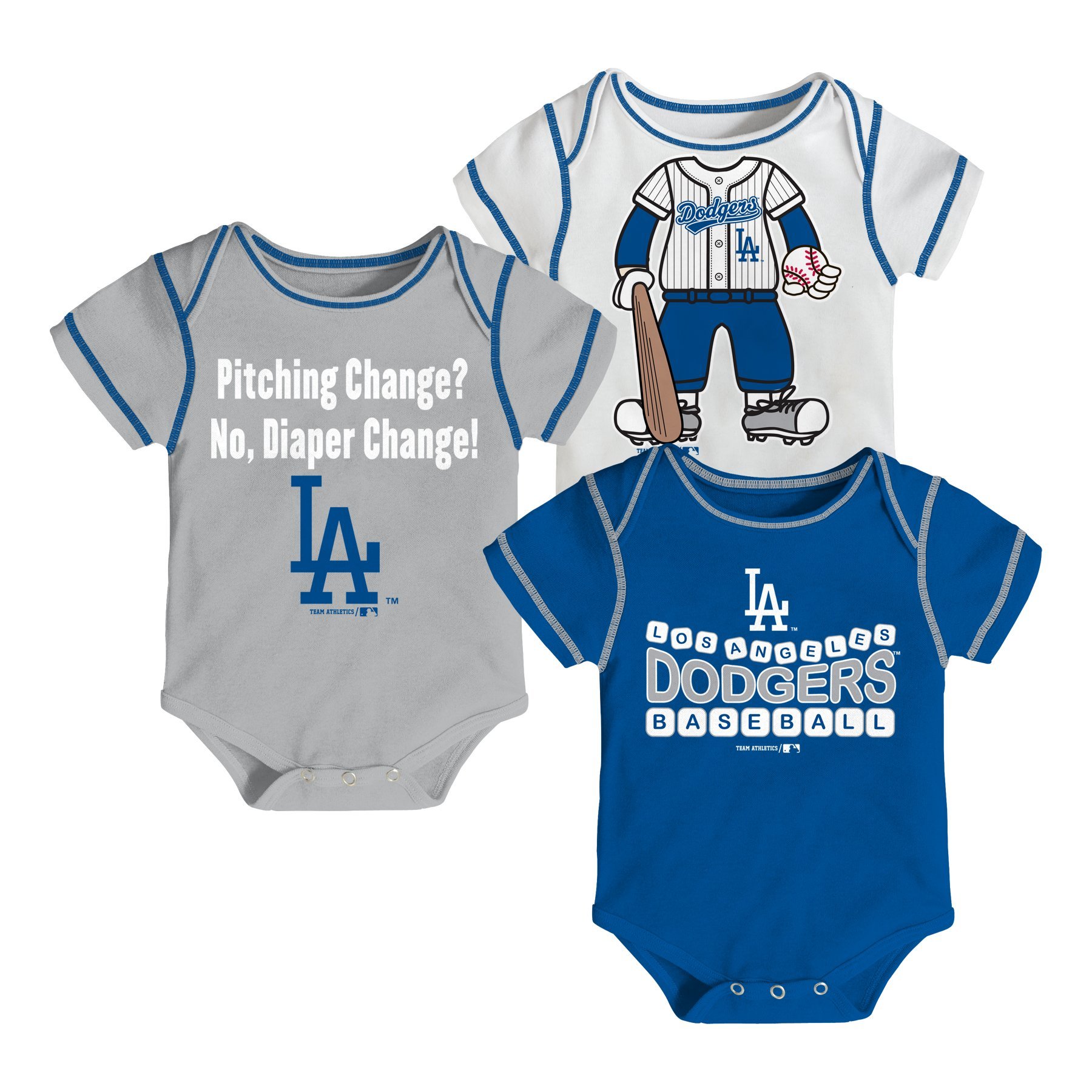 MLB Los Angeles Dodgers Boy's Onesies Pack (3-Piece)