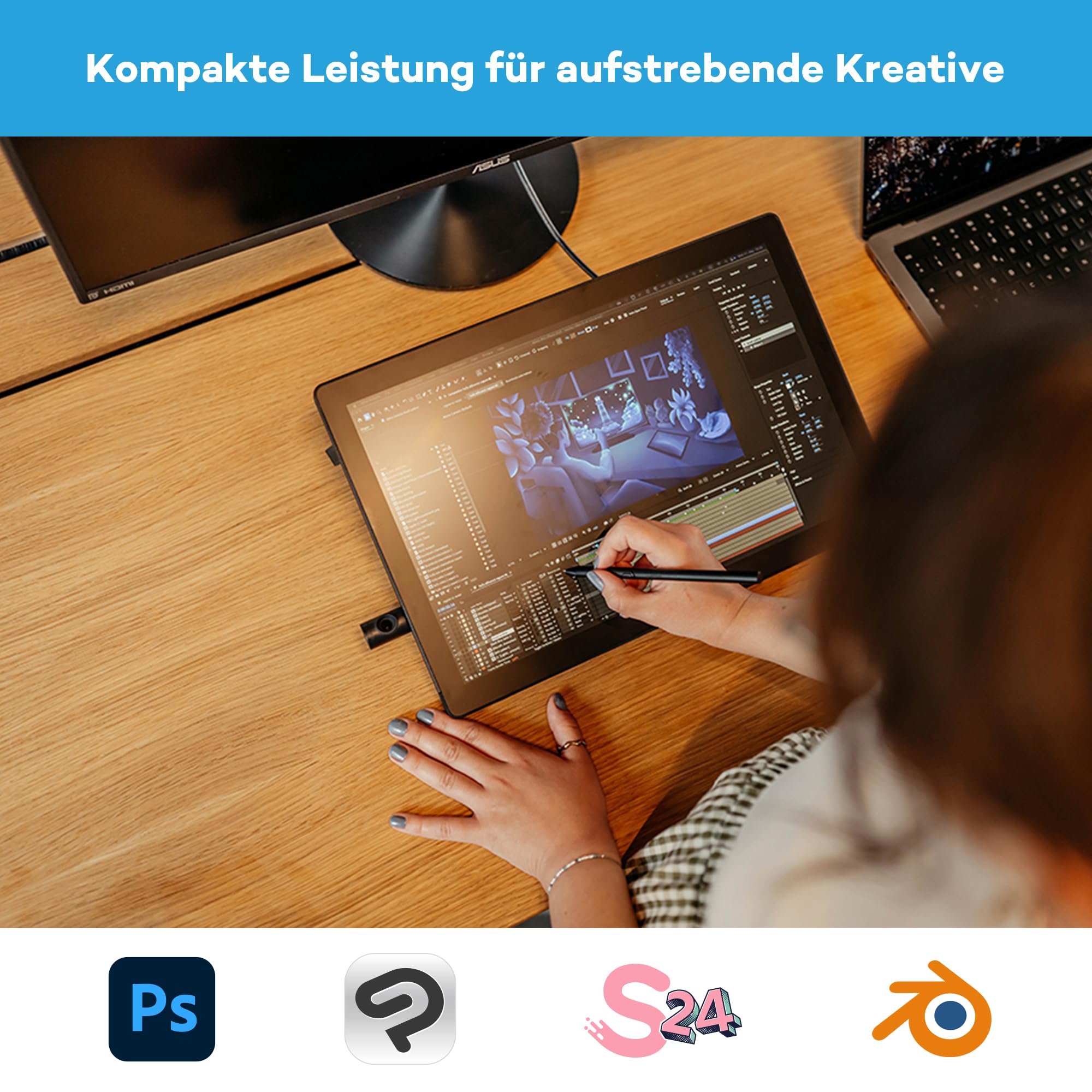 Wacom Cintiq 16 (2025 Edition) – Kompaktes 2.5K Kreativ-Stiftdisplay mit Wacom Pro Pen 3, entspiegeltem Glas, klappbarem Ständer und USB-C