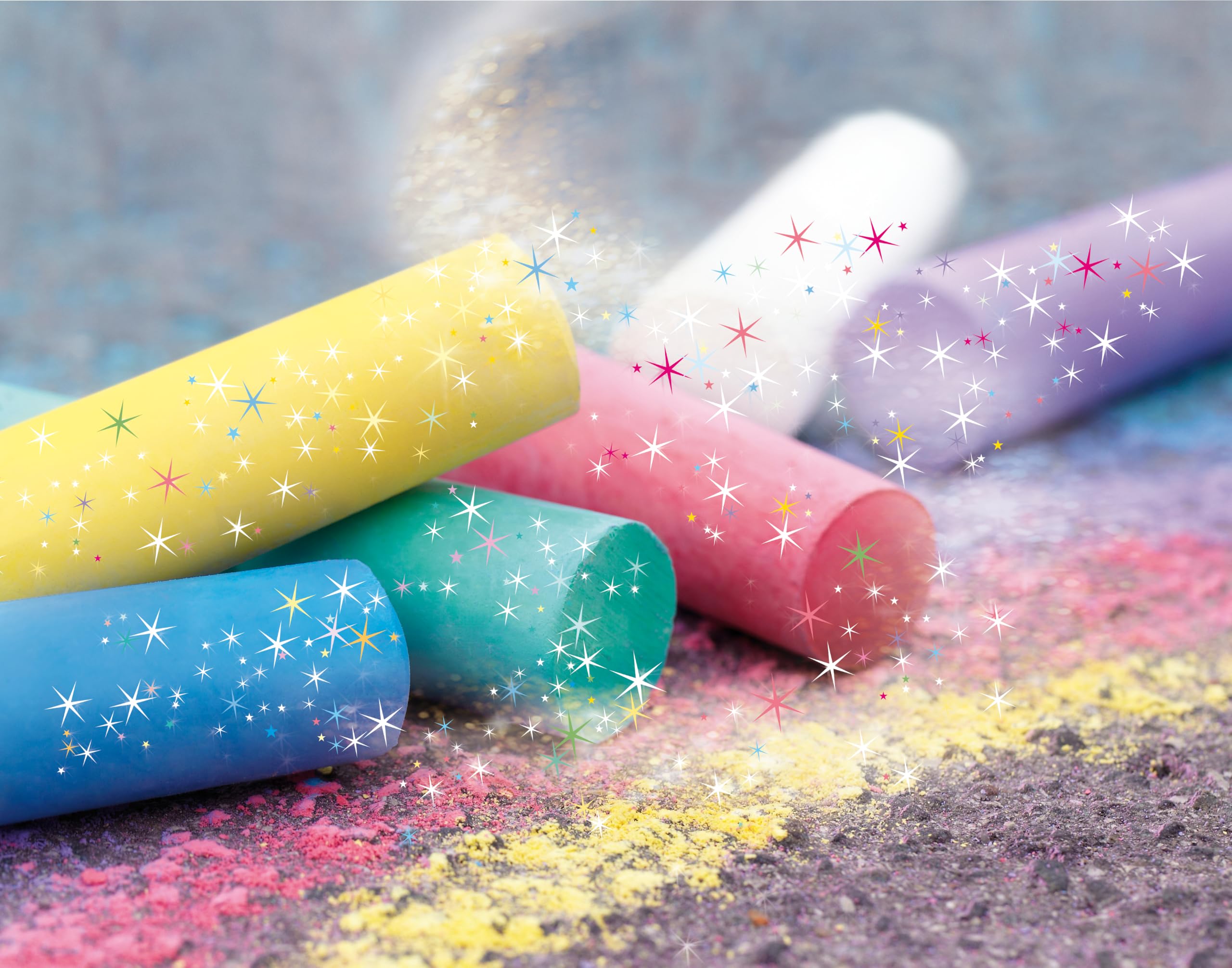 Eberhard Faber 526520 - Gesso stradale glitterato secchio da 20, 6 colori brillanti Gesso stradale con effetto glitterato