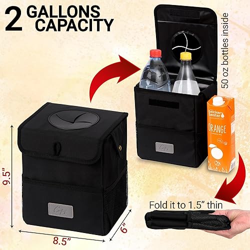 Miniatura 4 de Creathing - Bote de basura para coche, impermeable, con tapa, consola o asiento