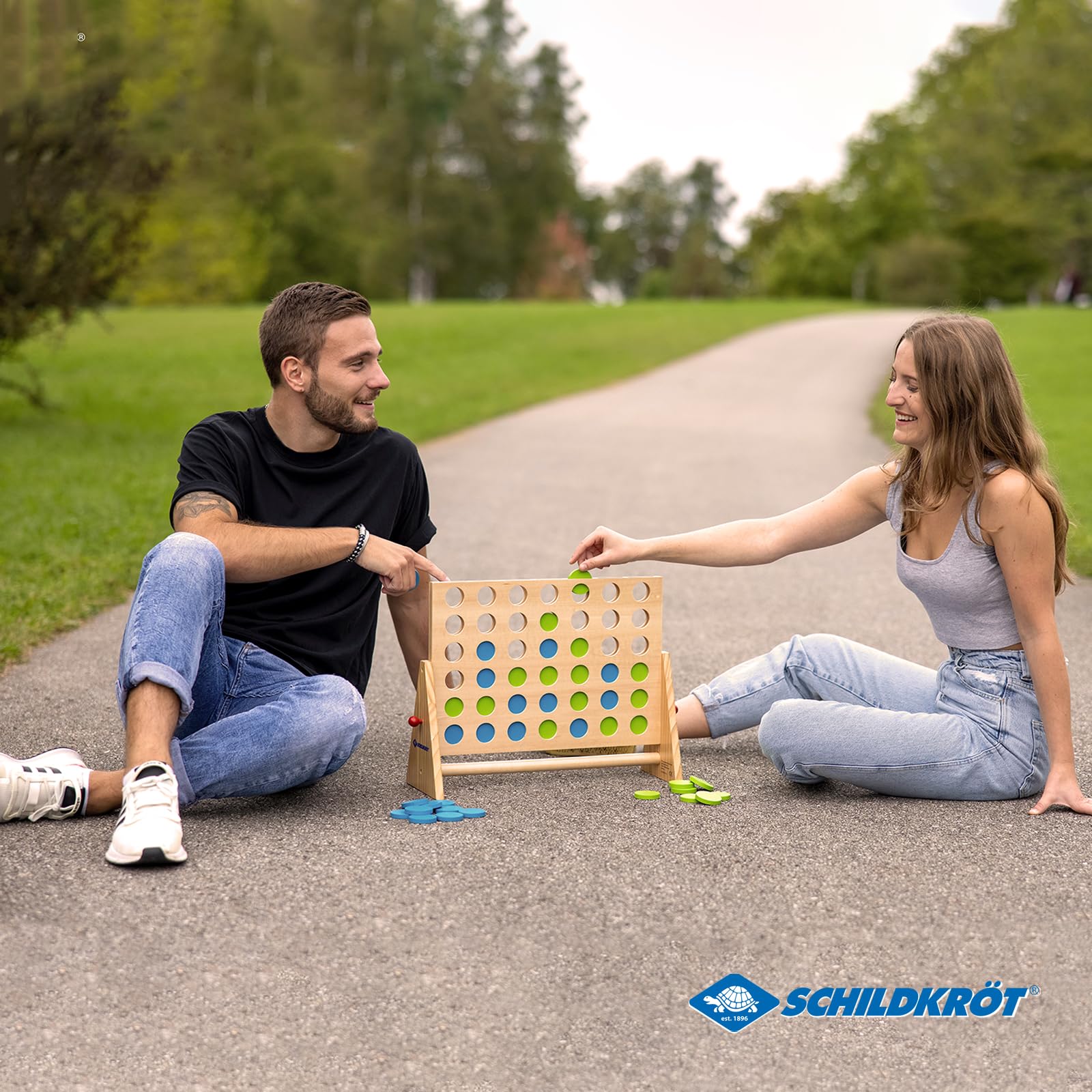 Schildkröt 4 Win, el Clásico Juego 4 en Raya, Estrategia y Habilidad para Niños y Adultos, Madera FSC, 42 Fichas, 970316
