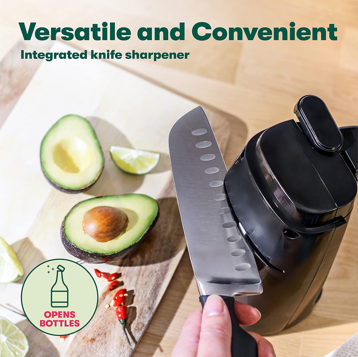 BELLA Electric Can Opener, Automatic Can Opener, Knife Sharpener and Bottle Opener, Easy Safe Removable Cutting Lever, Cord Storage, Easy Clean-Up, Black : Home & Kitchen