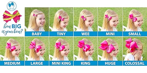 Miniatura 4 de Wee Ones Juego de 3 piezas de mini lazo para niña, paquete variado de grogrén sólido en un clip de pelo antideslizante WeeStay, rojo, amarillo y