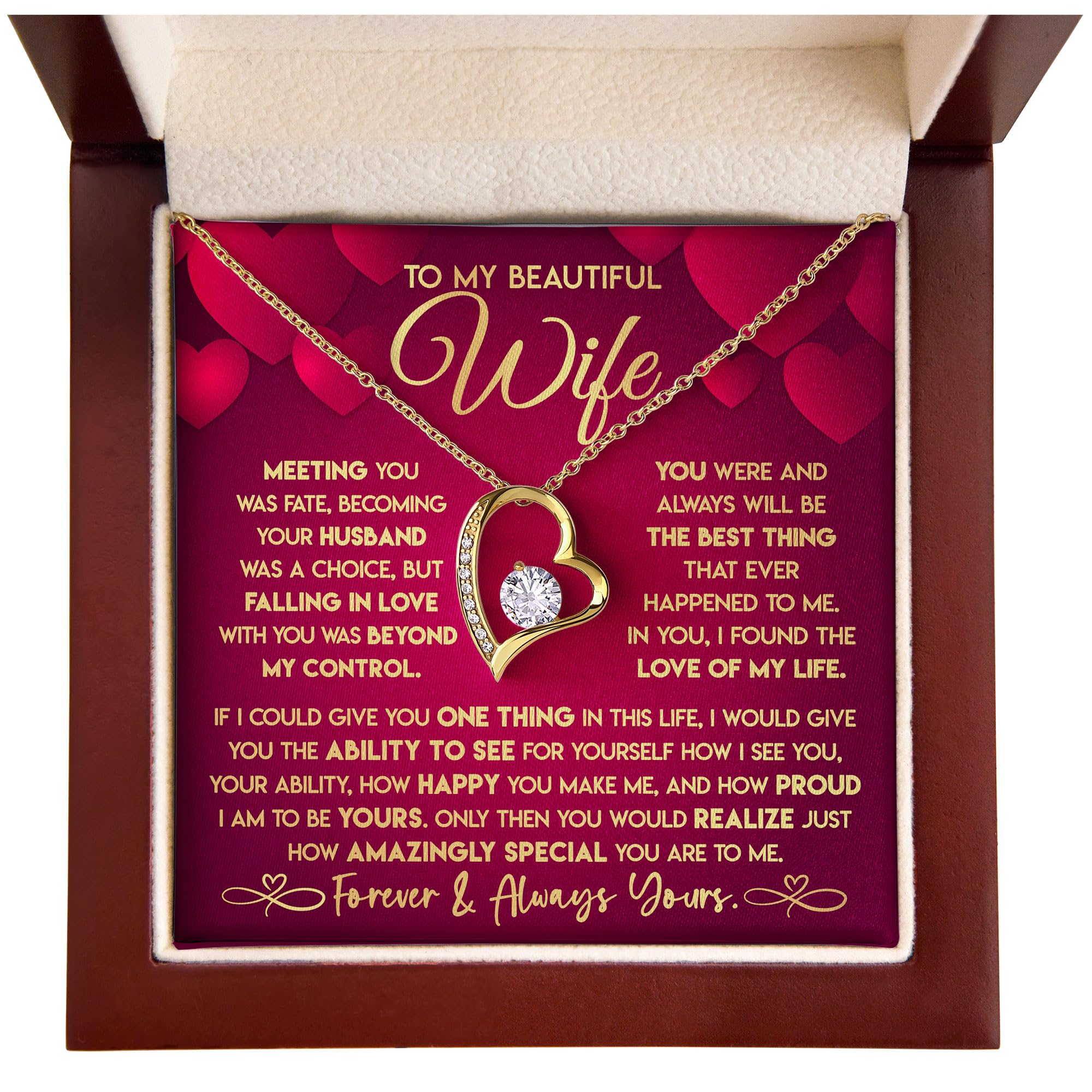 To My Beautiful Wife Necklace From Husband with Heartfelt Message, Necklace for wife from husband, Birthday Valentine Day Anniversary Romantic Gifts