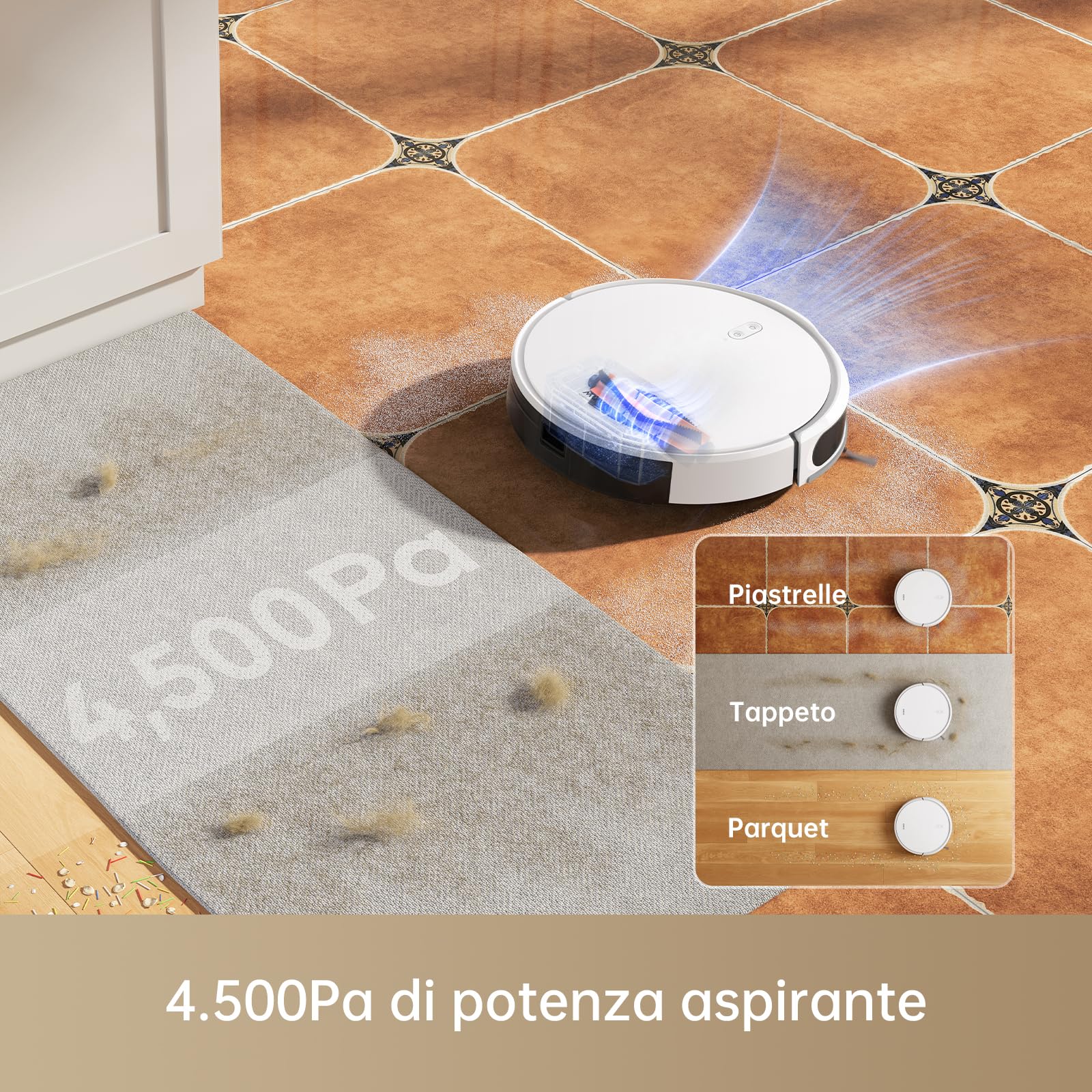dreame Mova M1 Robot aspirapolvere e lavapavimenti, potente aspirazione di 4.500 Pa, design compatto, mappatura Solid-Fixed (SoF), aspira e lava i pavimenti 2-in-1