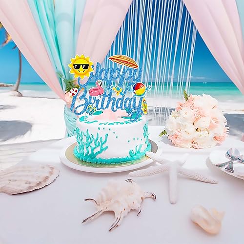 Miniatura 9 de Decoración de pastel de playa de verano para piscina, selección de pastel de cumpleaños, decoración de pastel de feliz cumpleaños, decoración de