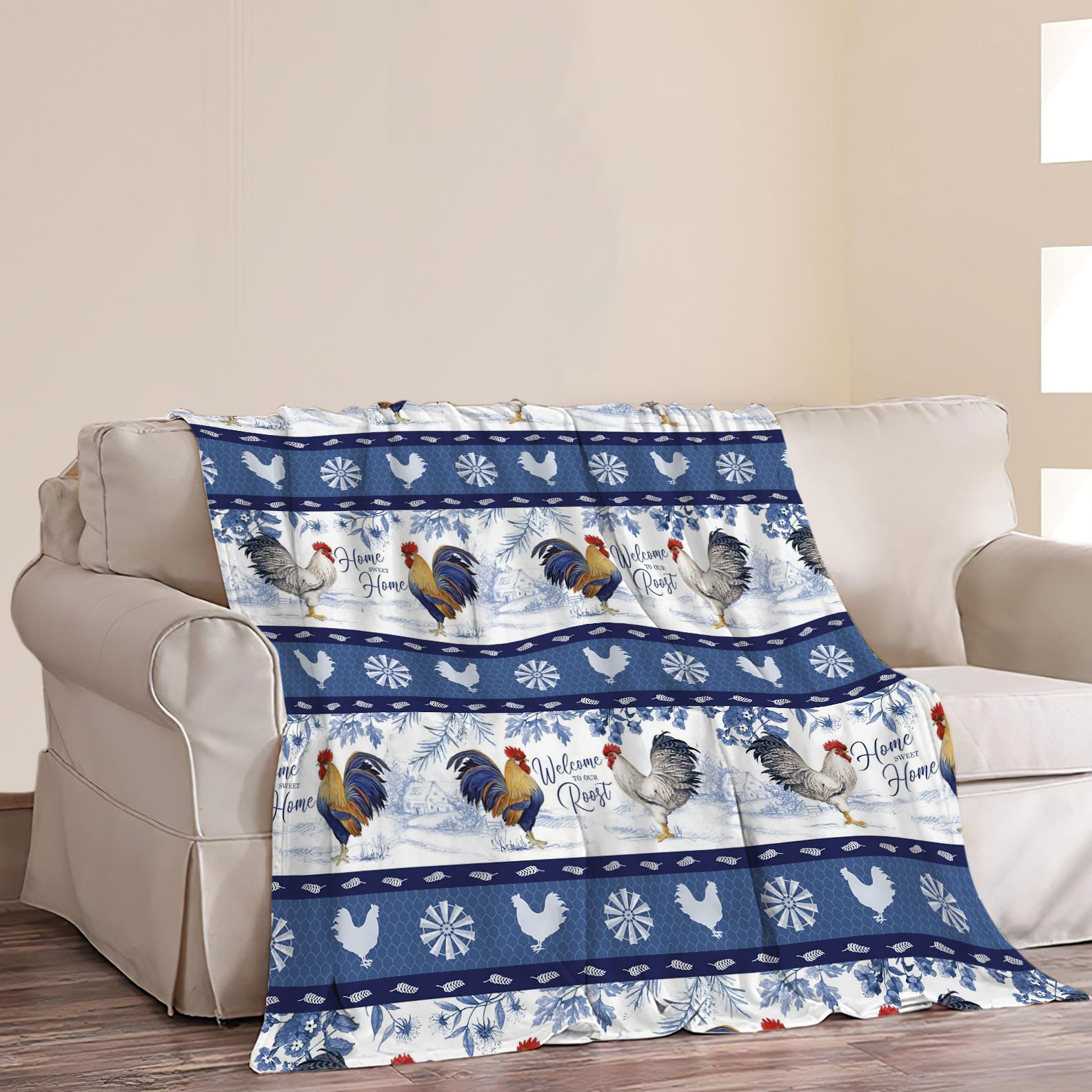 Photo 1 of Chicken Rooster Blanket Soft Cozy Farm Rooster Hen Fleece Plush Decor Throw Blanket All Season Ultra Warm Lightweight Fuzzy Blanket Gifts for Girls Women Boys Men Kids Bed 50"X60" Rooster 50"x60"