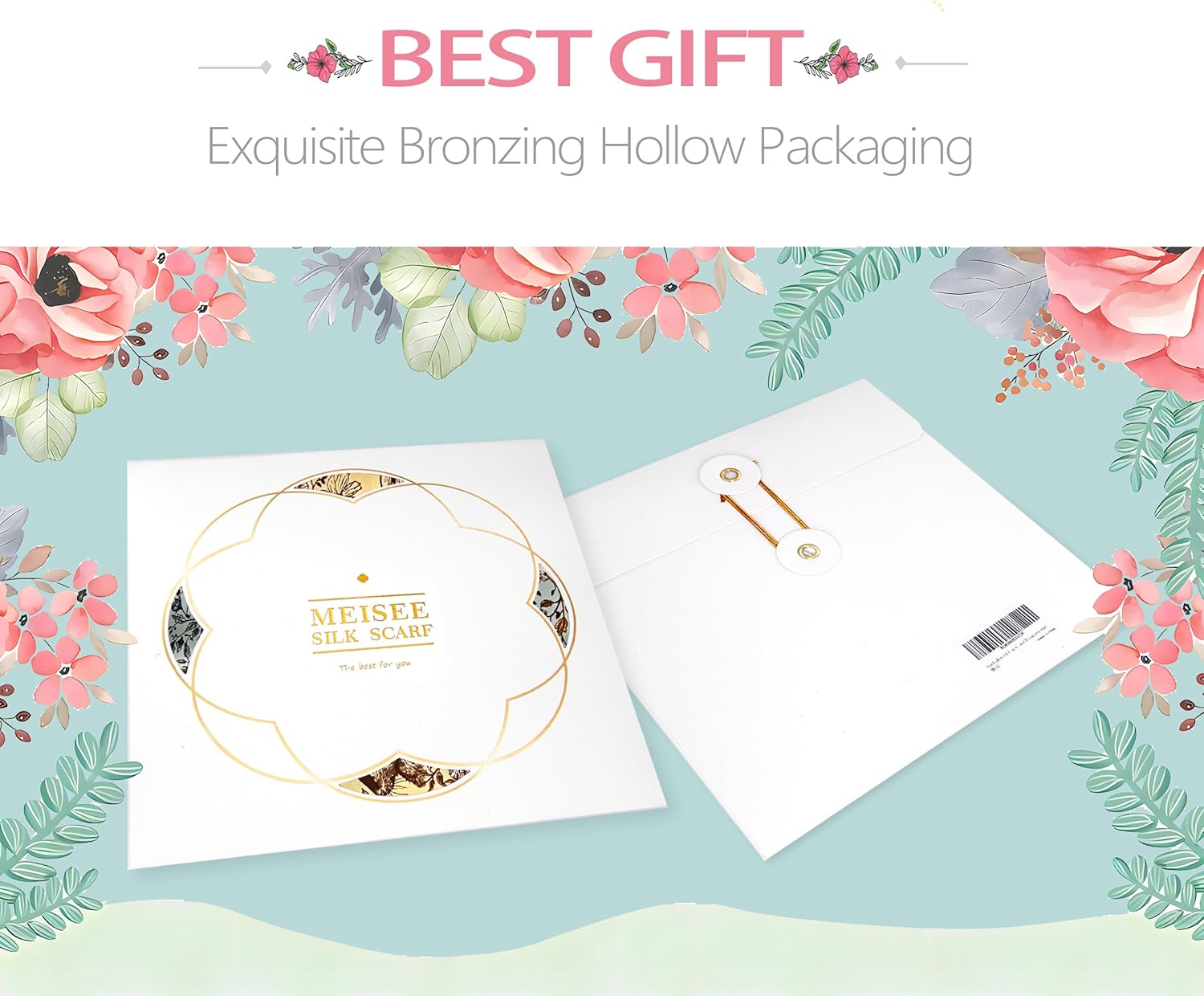 MEISEE 100% Pure Mulberry Silk Scarf 21" Square Scarf Neckerchief Headscarf Breathable Lightweight for Women Gift Packed - Image 7