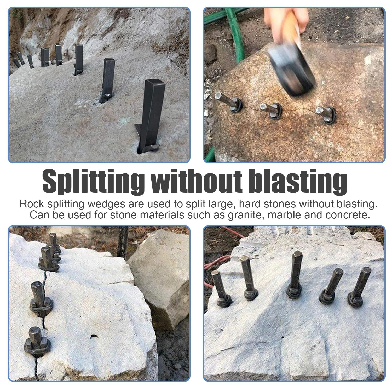 INF 5er-Pack Treibkeil zum Spalten von Steinen 16mm, für Beton, Marmor, Granit, Fels, Stein, Stopfen, Keil und Feder-Unterlegscheiben, Steinkeile zum Steinespalten