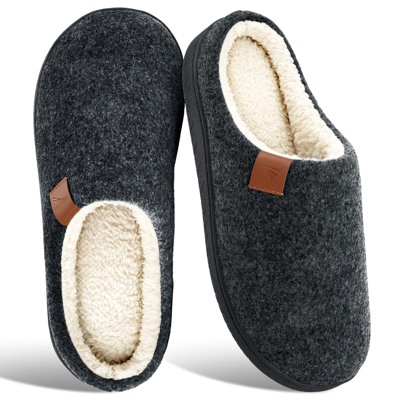 Zapatillas Casa Hombre Cómodas Pantuflas Hombre Invierno Antideslizante Zapatillas de Fieltro para Interior y Exterior