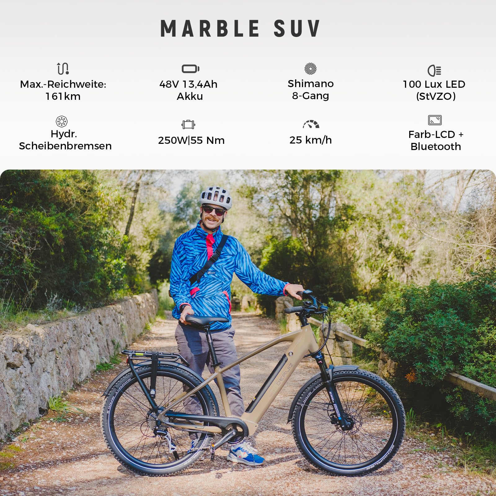 DERUIZ Marble SUV Vélo électrique 27,5" 644 Wh capteur de couple freins hydrauliques dérailleur 8 vitesses tout-terrain