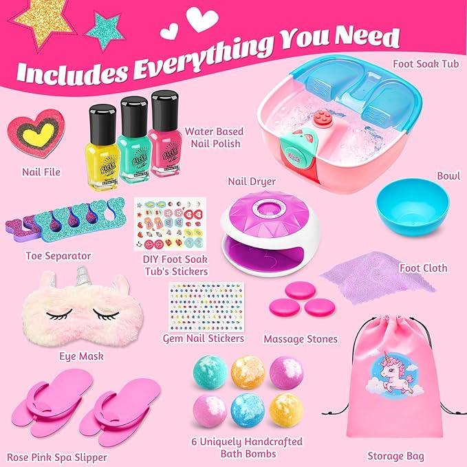 Kit de Spa de Pies para Niñas con Secador de Uñas y Bombas de Baño miniatura 8