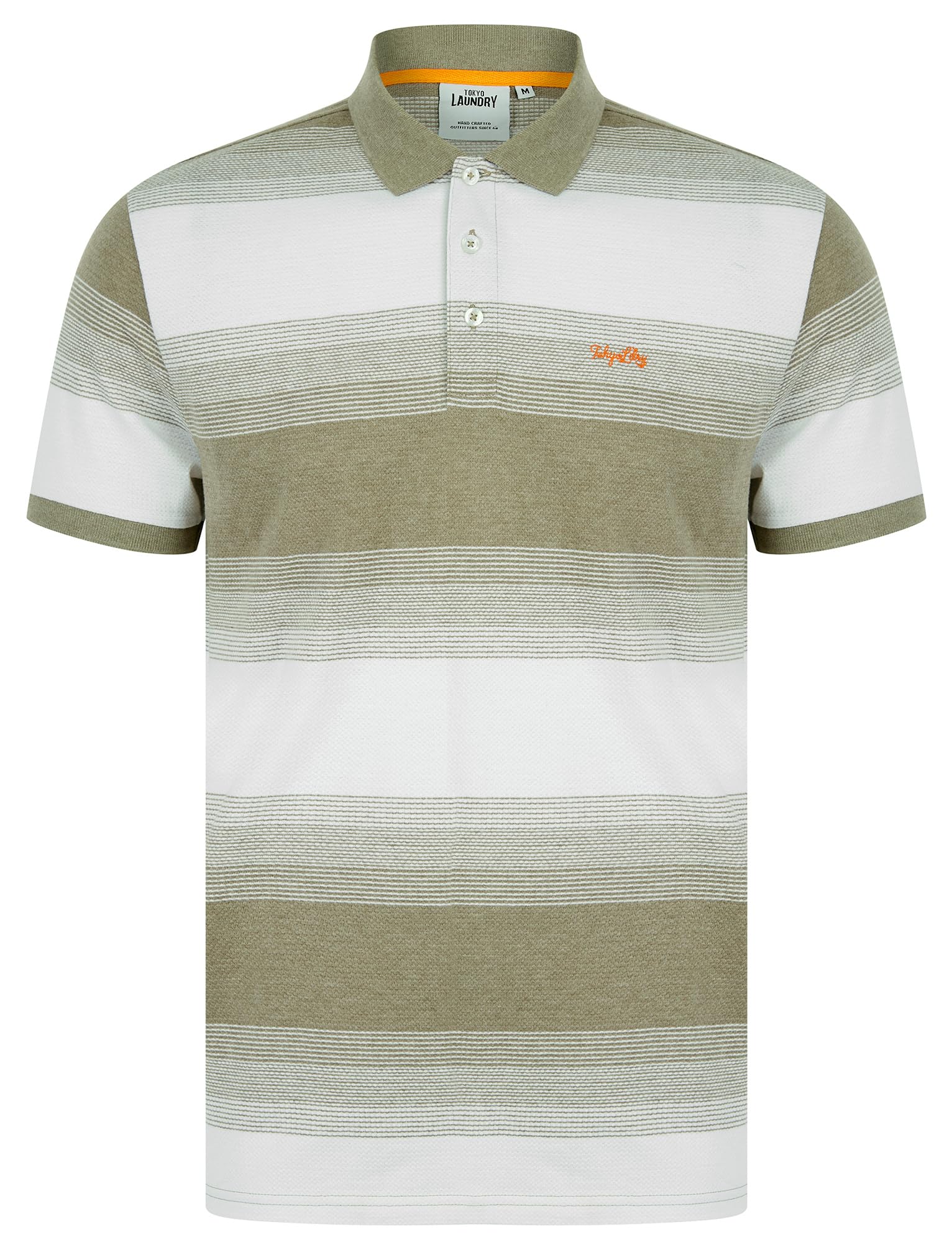 Tokyo Laundry Men's Laurel Oak 'Soarer' Striped Woven Cotton Rich Pique Polo Shirt