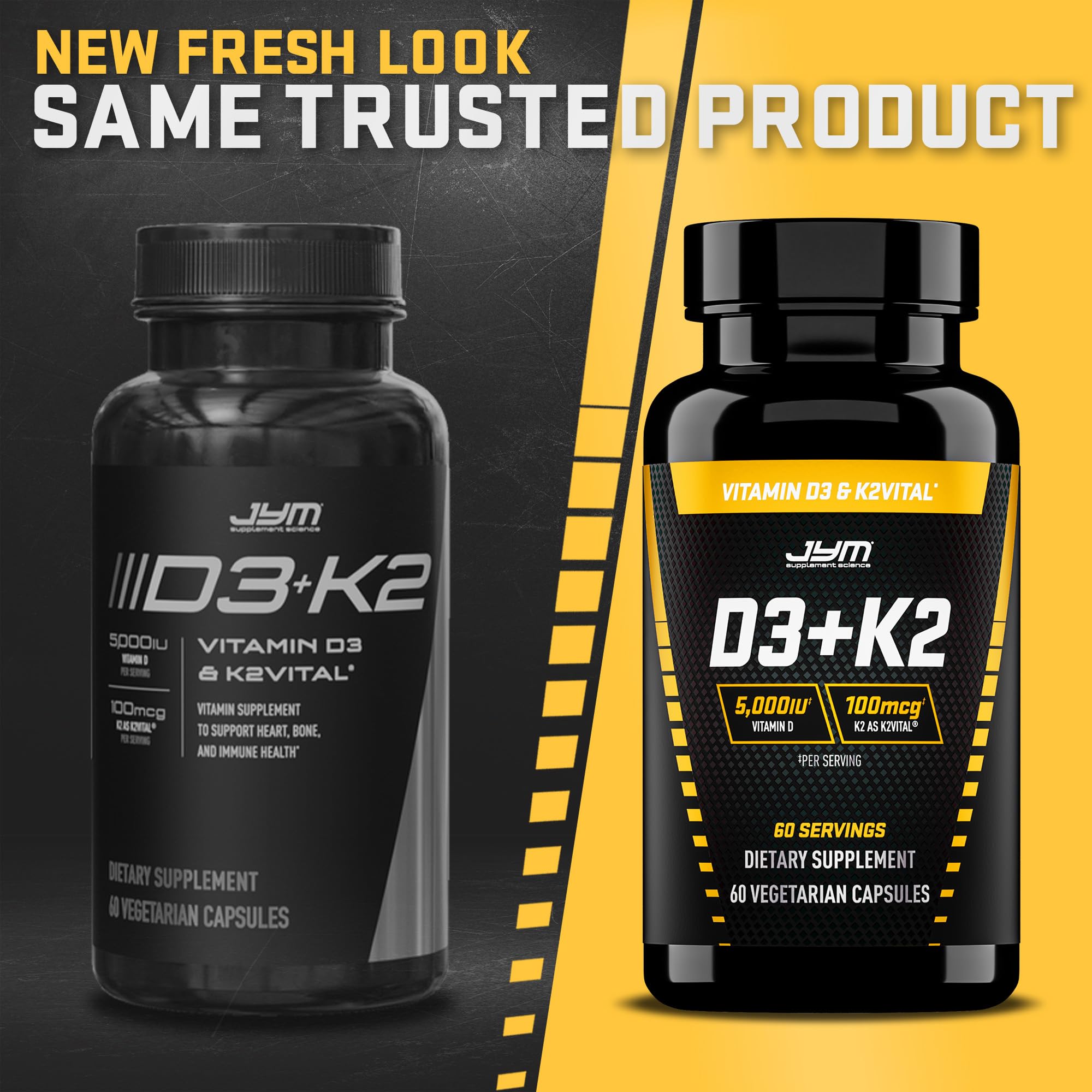JYM D3 + K2 Supplement, 5000 IU Vitamin D3, 100 mcg K2 MK7-60 Veg Caps — Amazon image 2