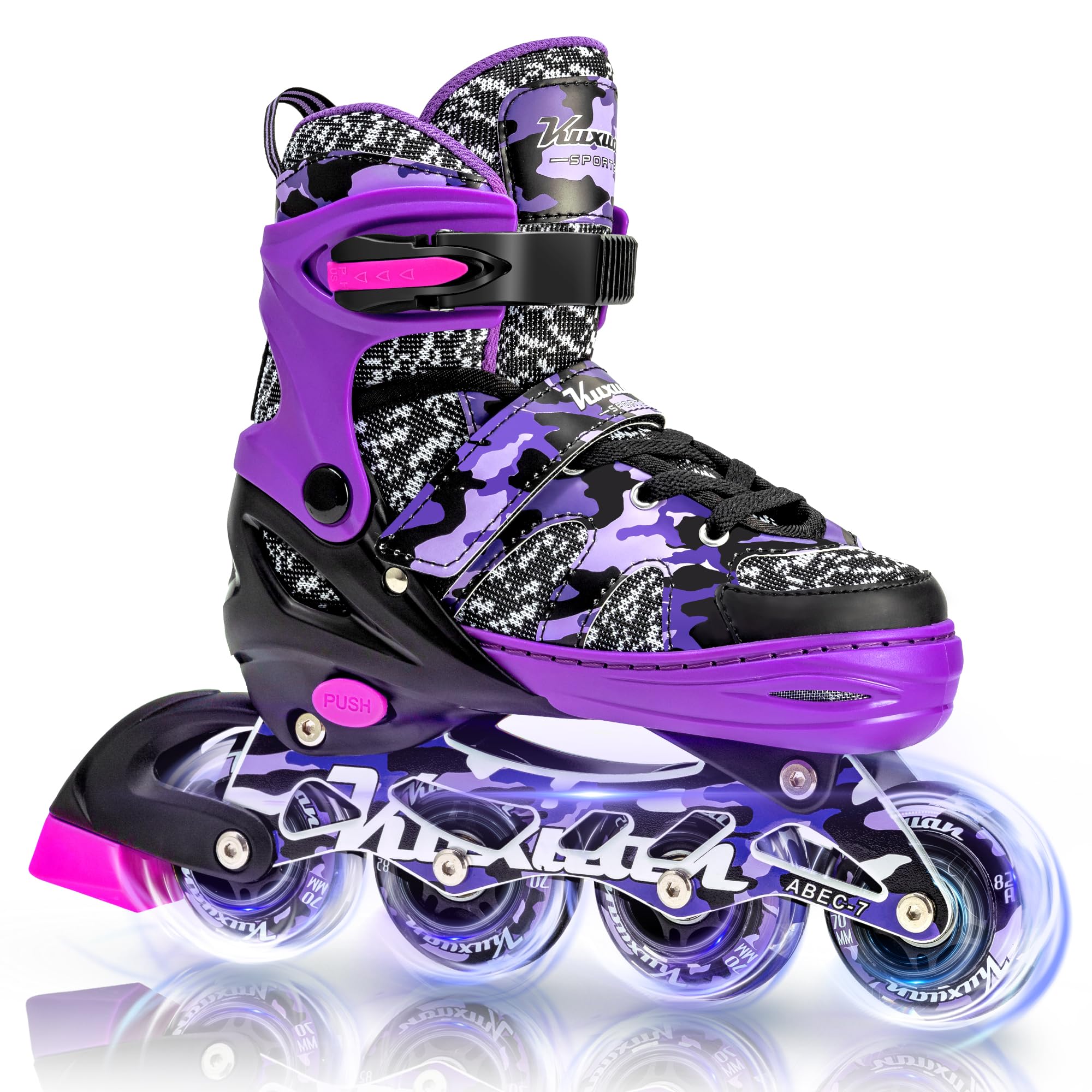 Kuxuan Boys Adjustable Inline Skates with Light up Wheels for Kids Youth