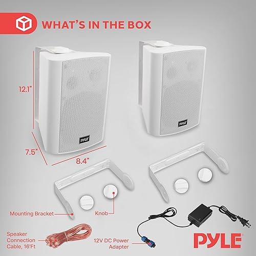 Miniatura 7 de Pyle Sistema de altavoces impermeables de montaje en pared de 6.5 pulgadas para sistema de sonido envolvente Bluetooth inalámbrico en interiores