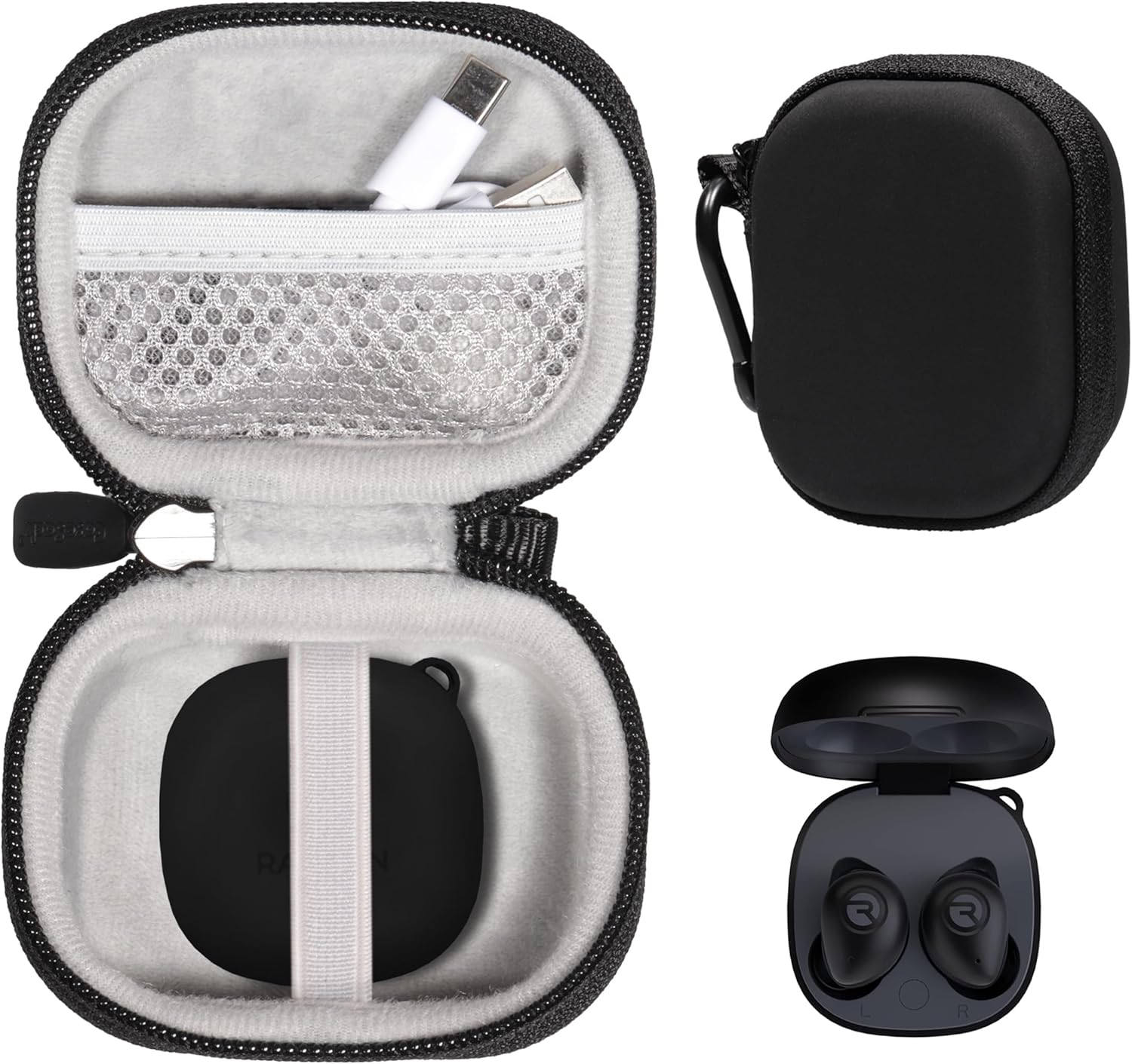 CaseSack Case for Raycon Fitness Earbuds with Built in Mic 56 Hours (Black)