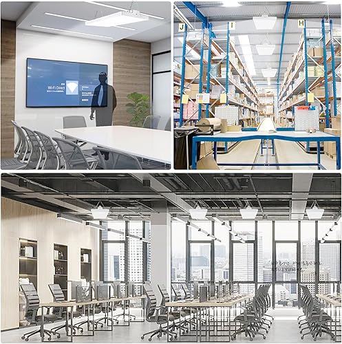 Miniatura 6 de Mutois Luz LED de tienda de alta bahía de 150 W, 120-277 V 23000 lm (150 LMW) 1-10 V regulable 5000 K luz diurna, luz colgante lineal para garaje,