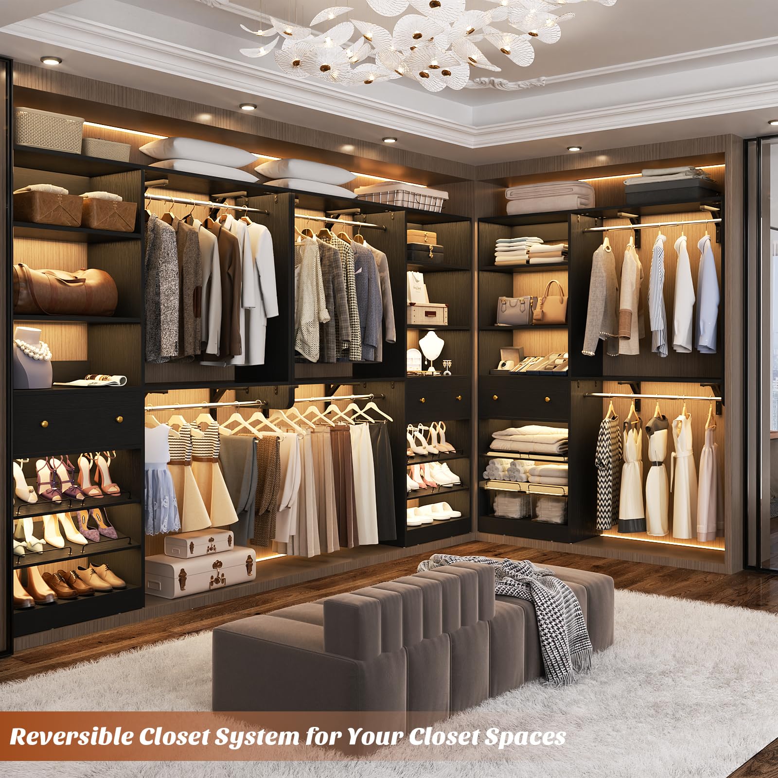Amazon.com: [10 FT Closet System] 120 Inch Reversible Set of 2