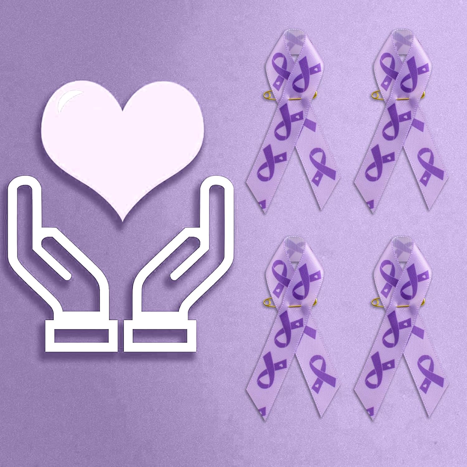 WANDIC Ribbon Pins, Satin Pins Cancer Awareness Ribbon Badge with Safety Pins for Women and Men - Image 5