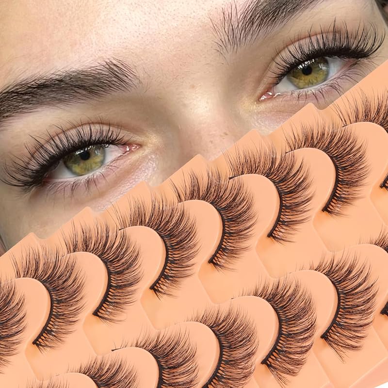 Veleasha Cílios Postiços Naturais Wispy com Efeito Cat Eye