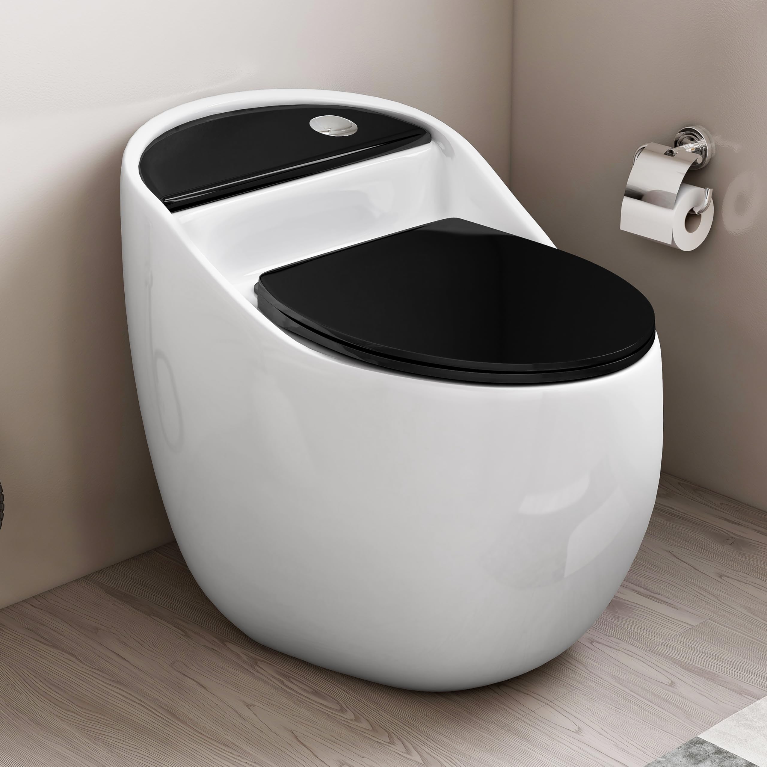 Plantex Platinum One Piece Commode/Rimless Siphonic Western Toilet/S Trap WC for BathroomToilet with Soft Close Toilet Seat Cover- (White and Black)-image-17