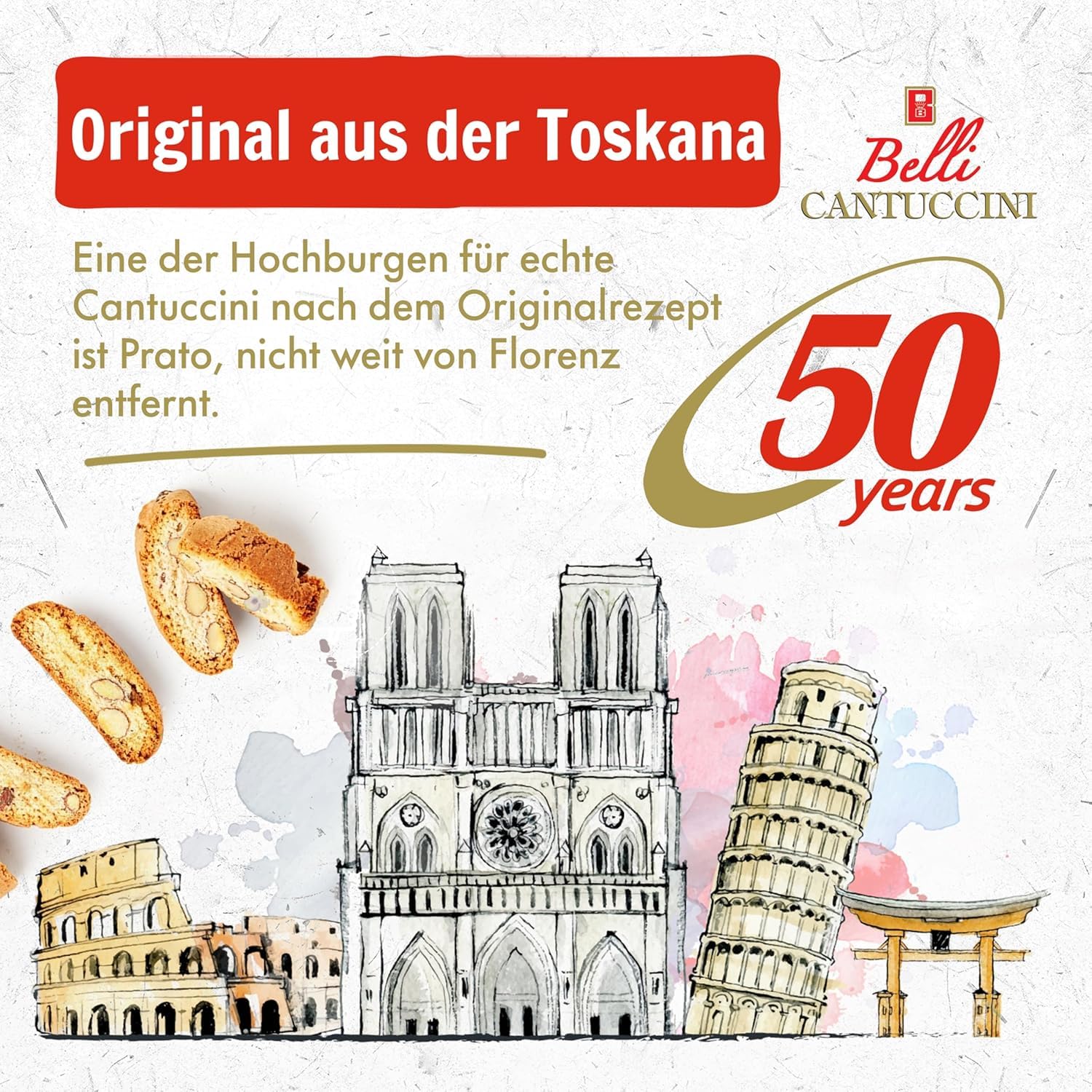 Belli Cantuccini 10er Pack IGP alle mandorle 25% Mandeln (10x 250g) | Mandelgebäck aus Italien | Keks mit Mandeln | 2500g abgepackte Gebäckstücke | italienische Kekse