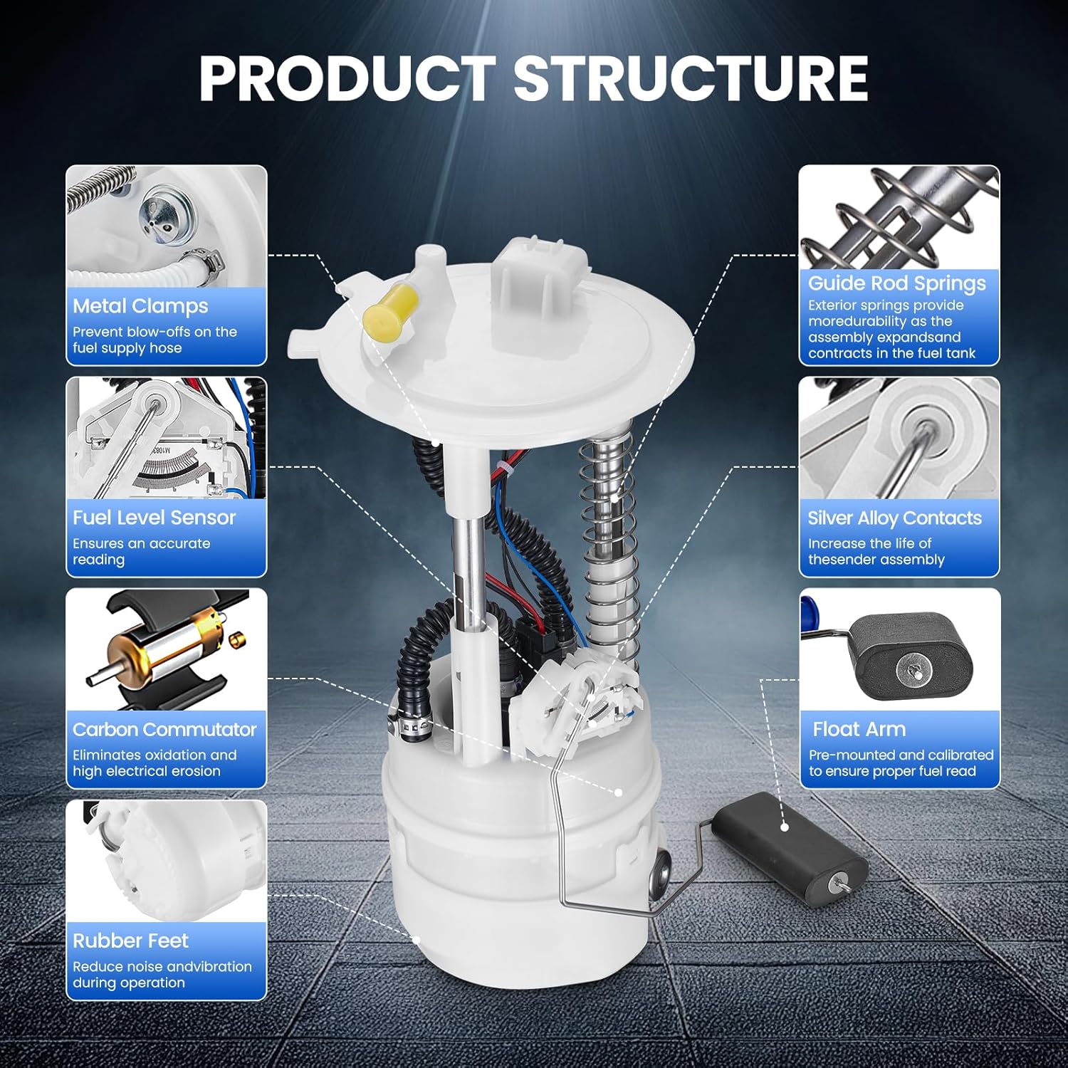 E8856M Eletric Fuel Pump Assembly Compatible with Nissan Rogue 2008-2013 & Compatible with Rogue Select 2014-2015, L4 2.5L GAS, Replaces TU321 17040-JM10A