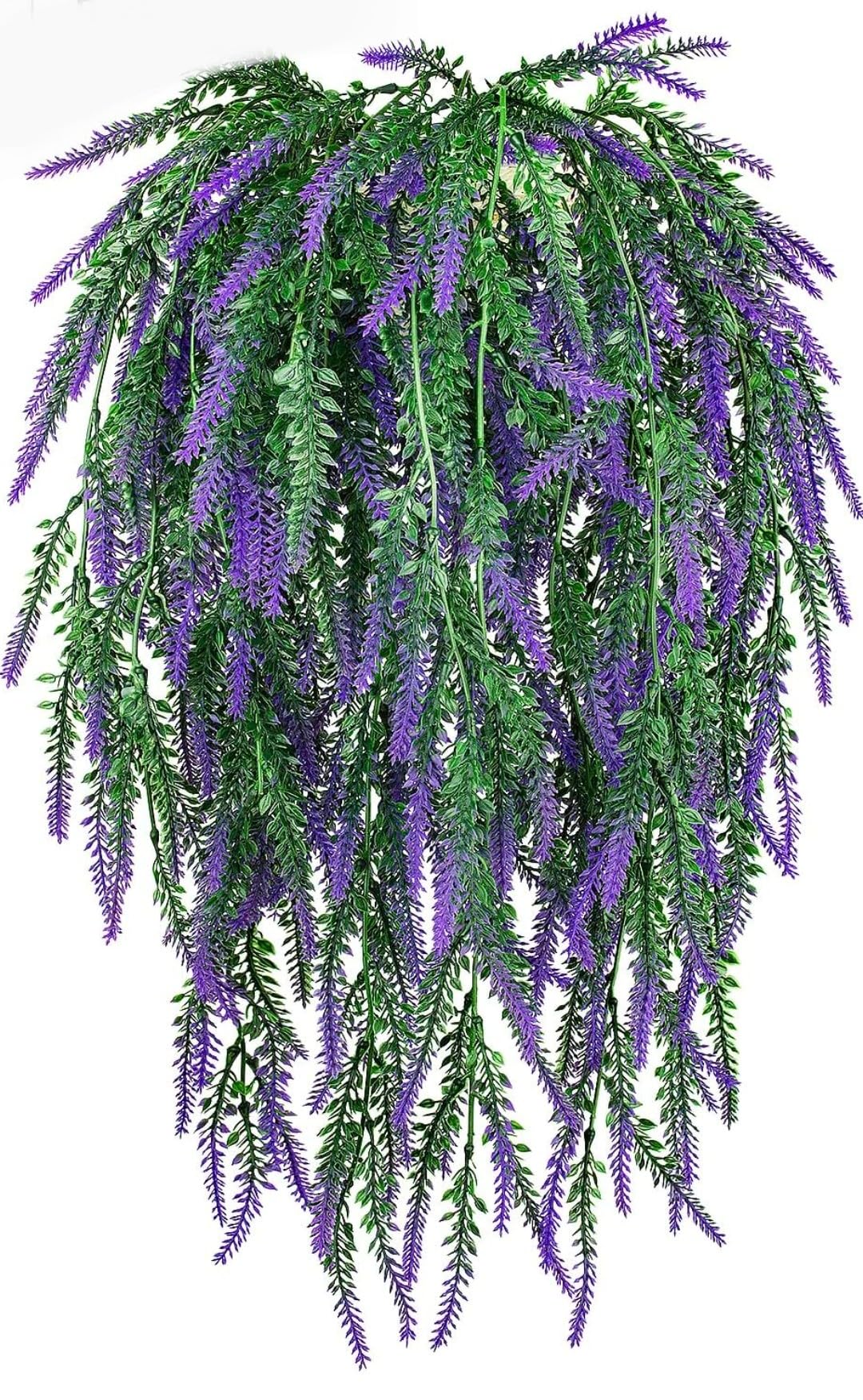 VRB Dec 4 Artificial Greenery Ferns Plants Vines Fake Ivy Hanging Flowers Vine Pine Needle Wall Hanging for Home Decor Door Wall Balcony Decoration Party Festival (4, Lavender Fern Hanging)