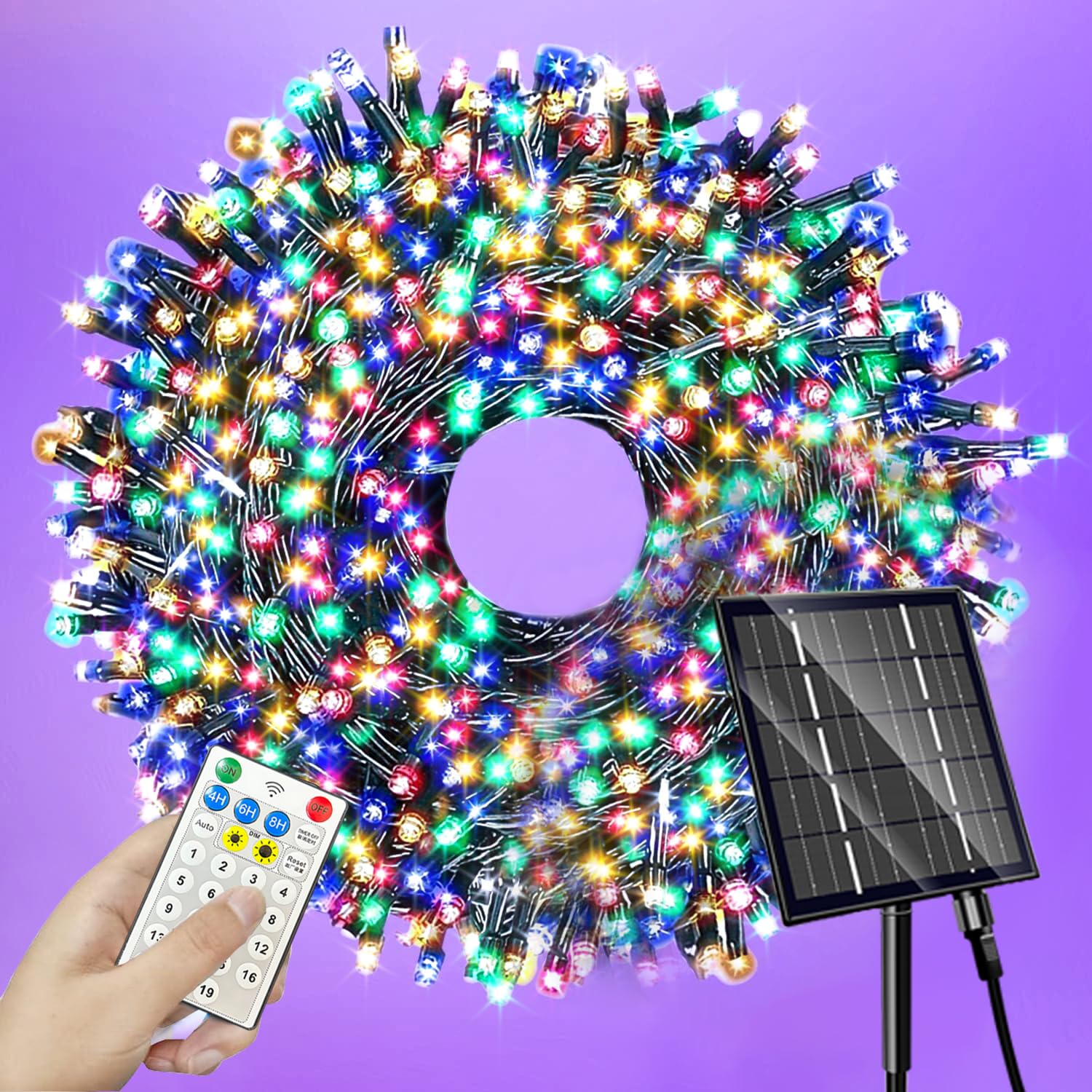 MAOKOTSolar String Lights for Outside,400 LED Solar Christmas Lights Outdoor with Remote Control, 19 Modes Twinkle Fairy String Lights for Bedroom Wedding Christmas Tree Decor(Multicolor)