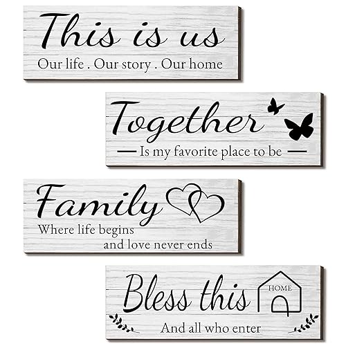 4 Pieces Wooden Home Wall Art Decor, Rustic, Farmhouse THIS
